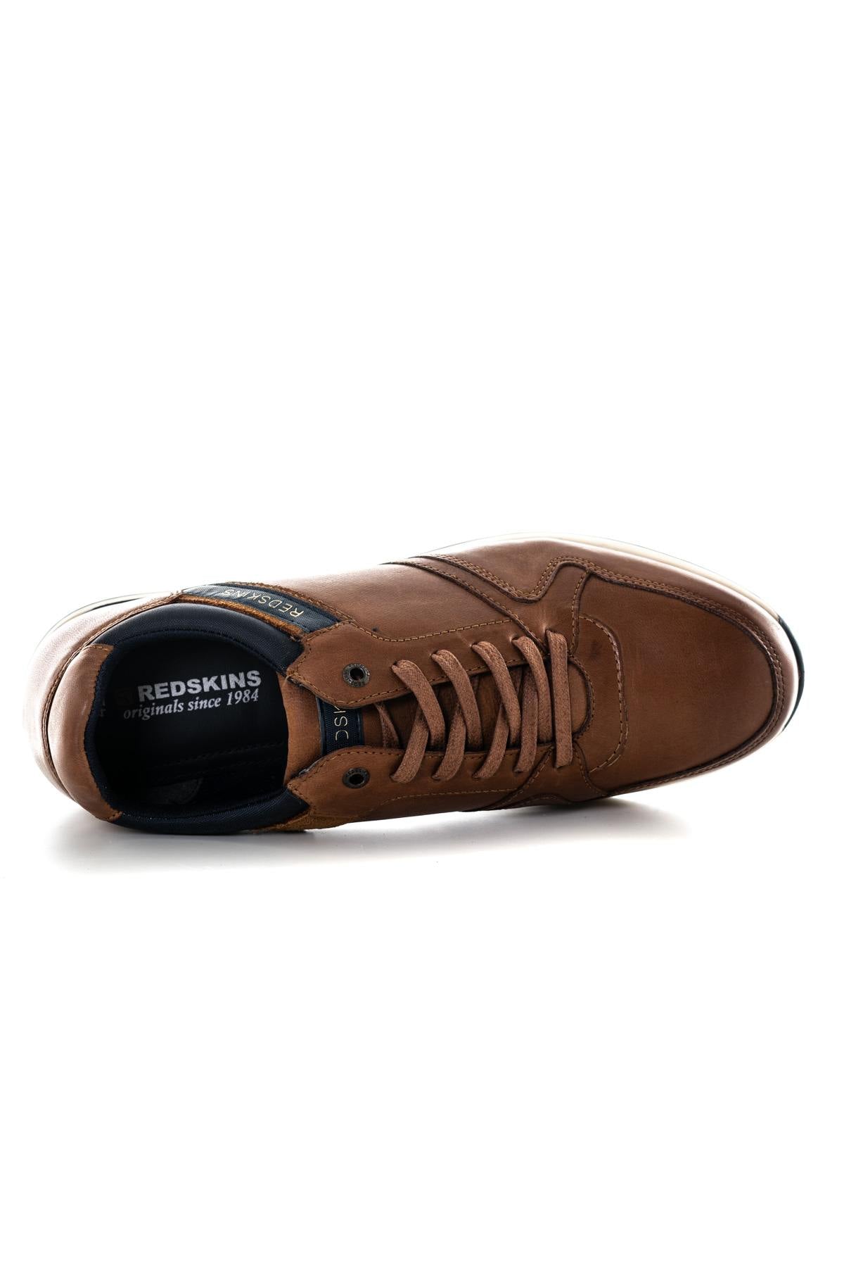 Navy cognac leather sneakers - Image n°3