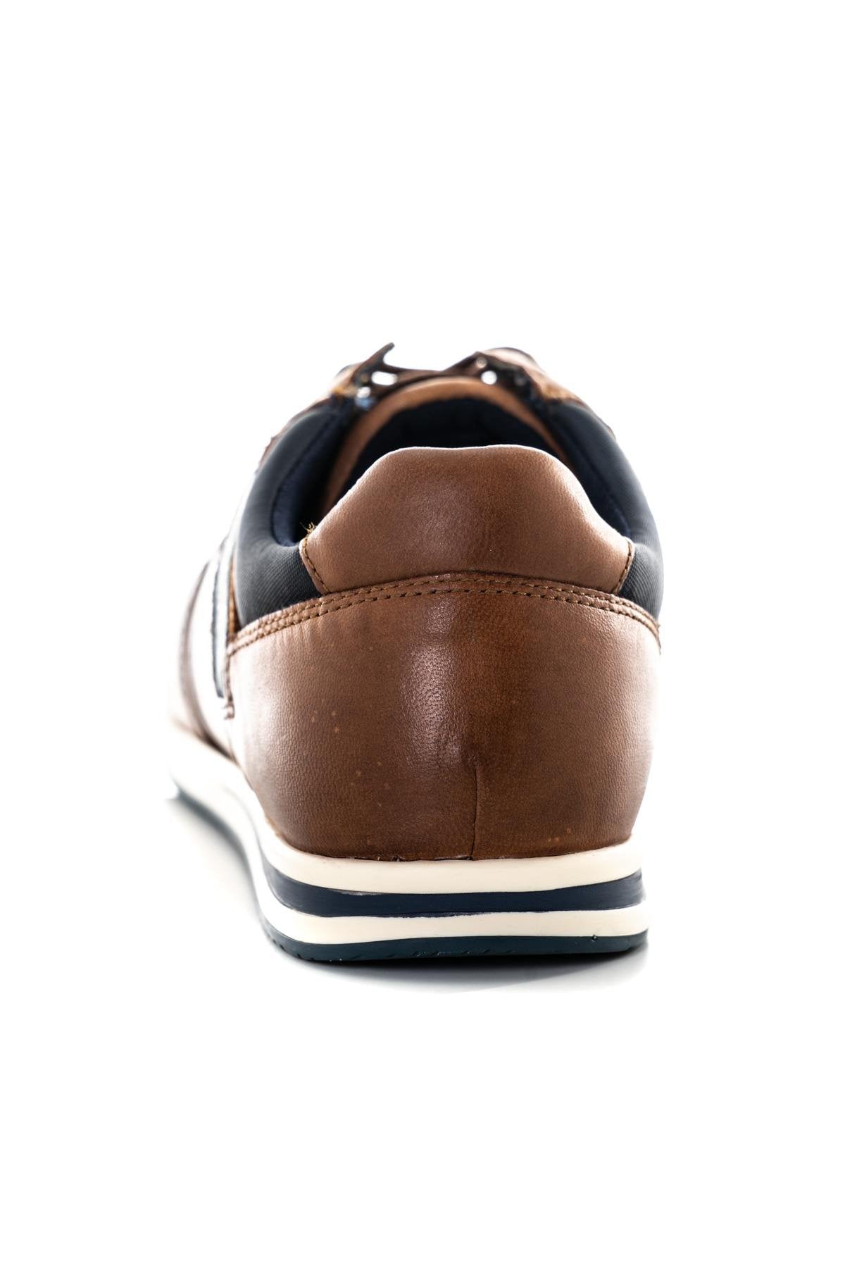 Navy cognac leather sneakers - Image n°6