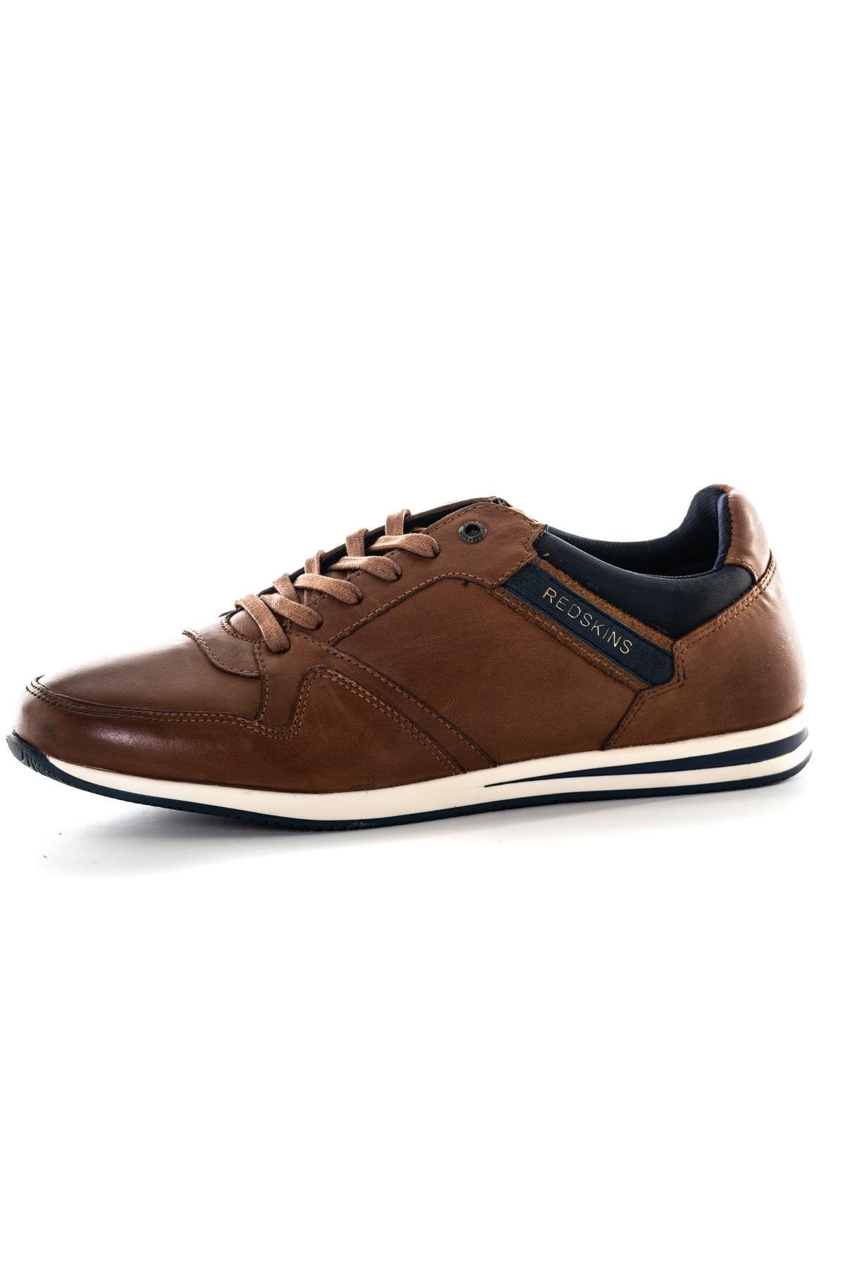 Navy cognac leather sneakers - Image n°7