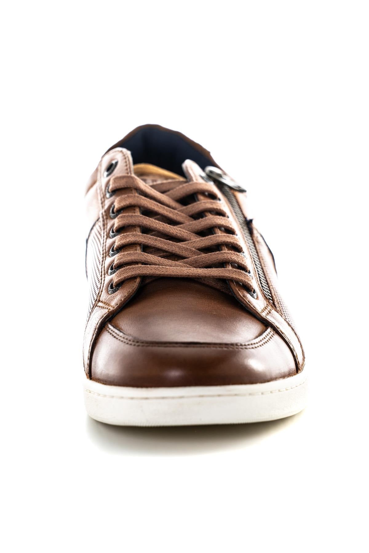 Navy cognac leather sneakers - Image n°5