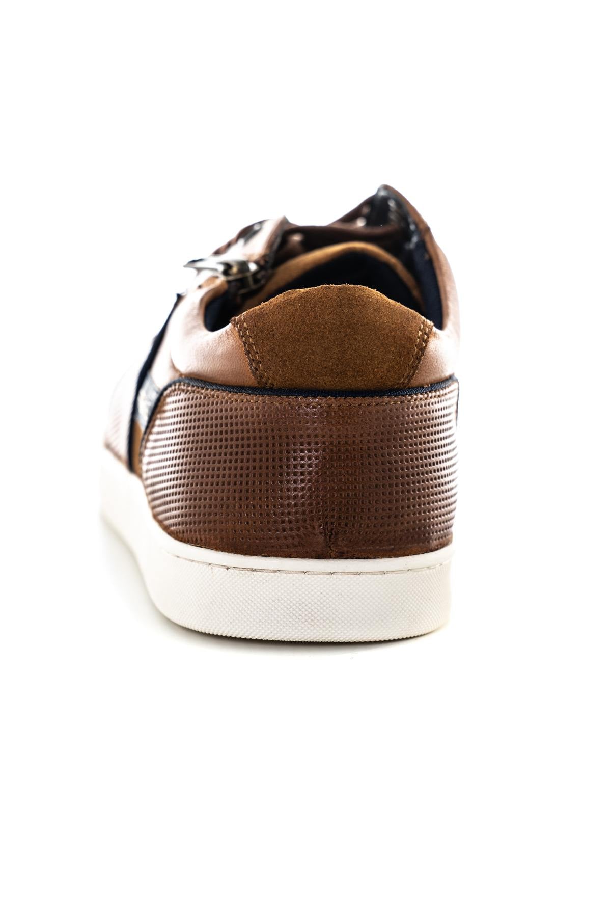 Navy cognac leather sneakers - Image n°6