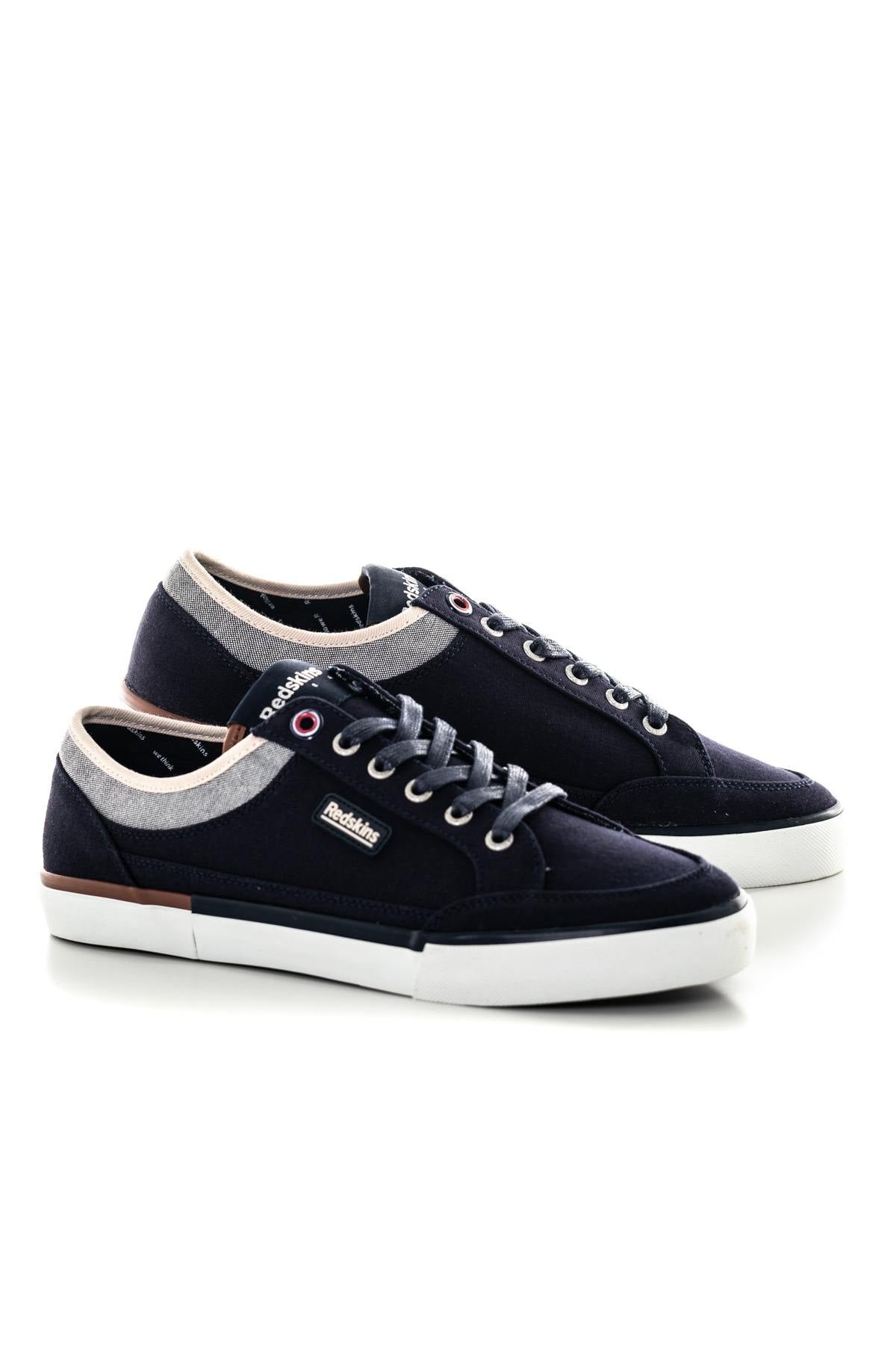 Gray navy textile sneakers - Image n°1