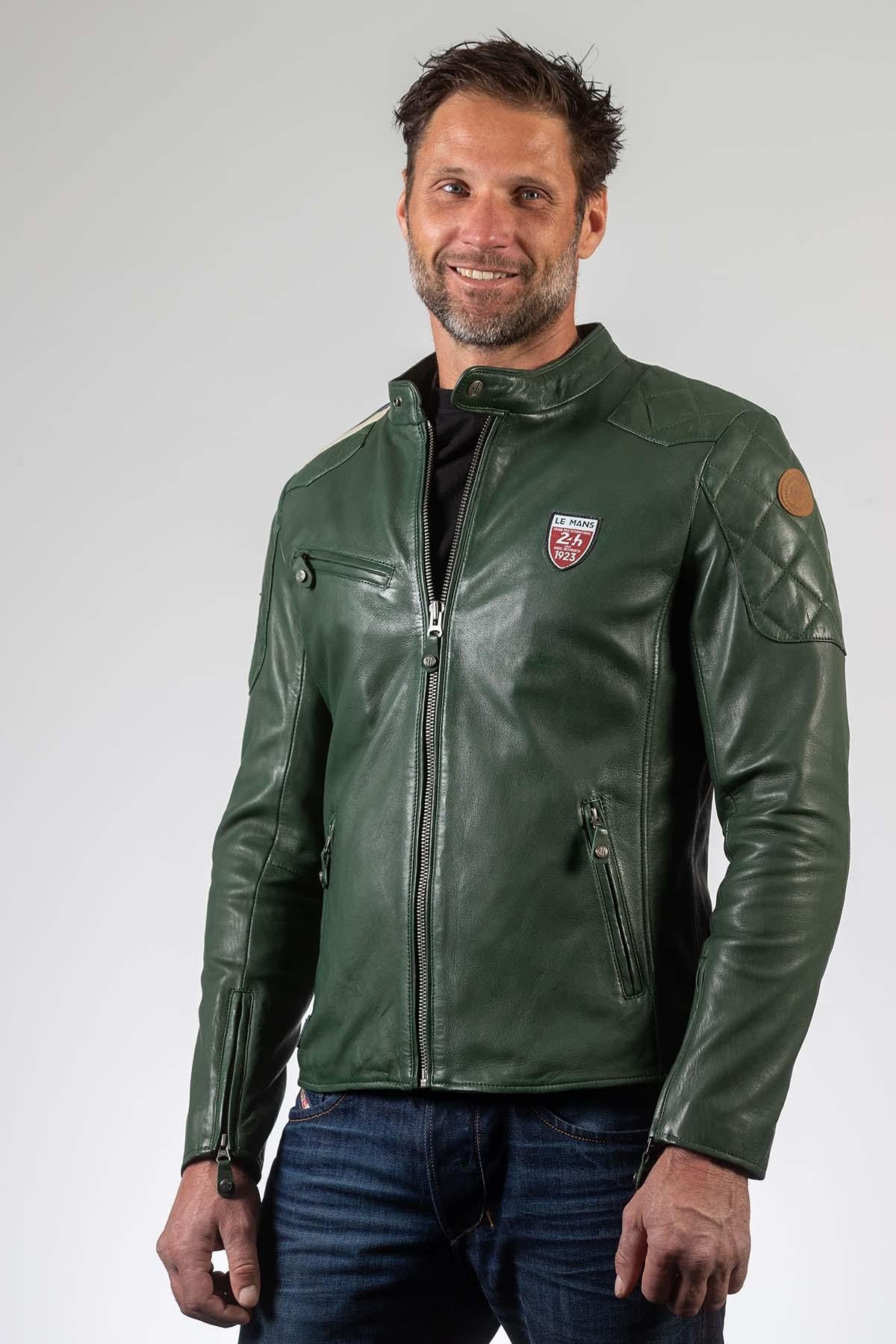 24h Le Mans 1923 racing jacket in green leather - Image n°1