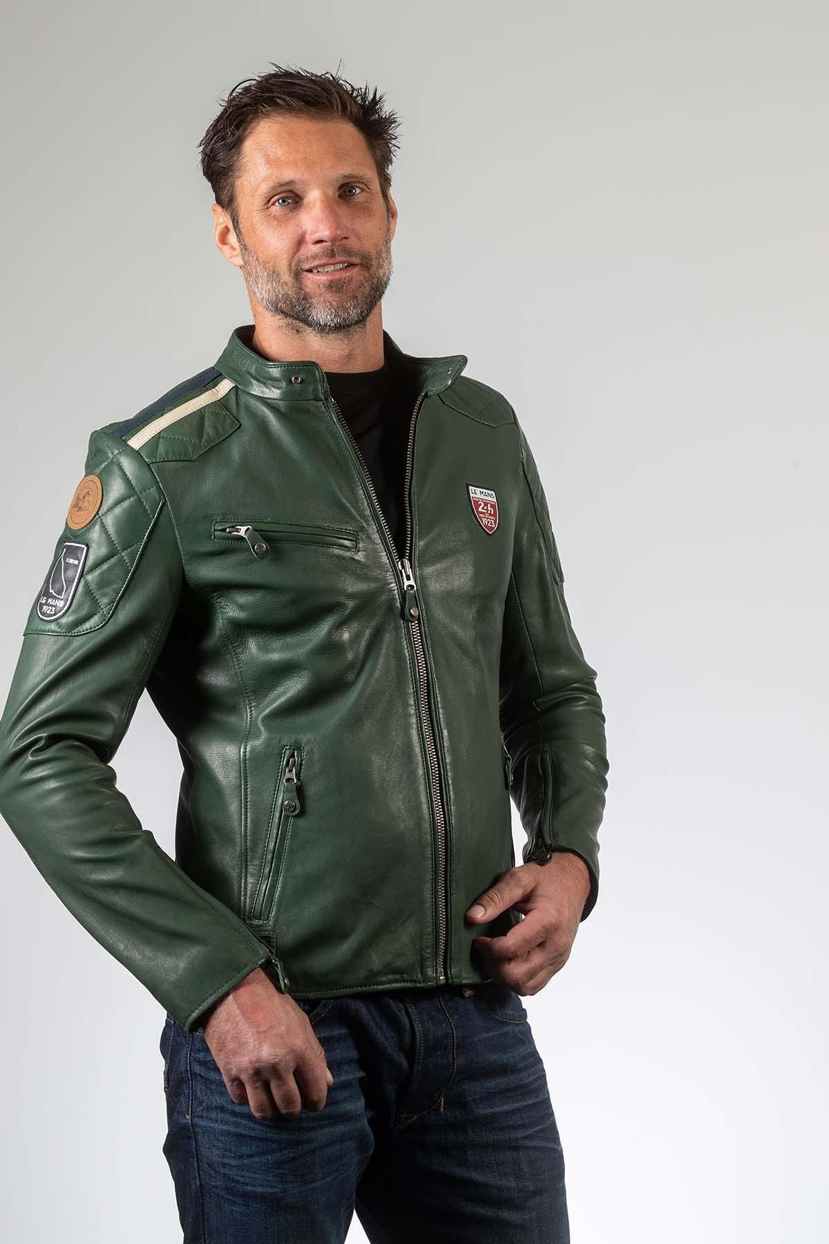 24h Le Mans 1923 racing jacket in green leather - Image n°4