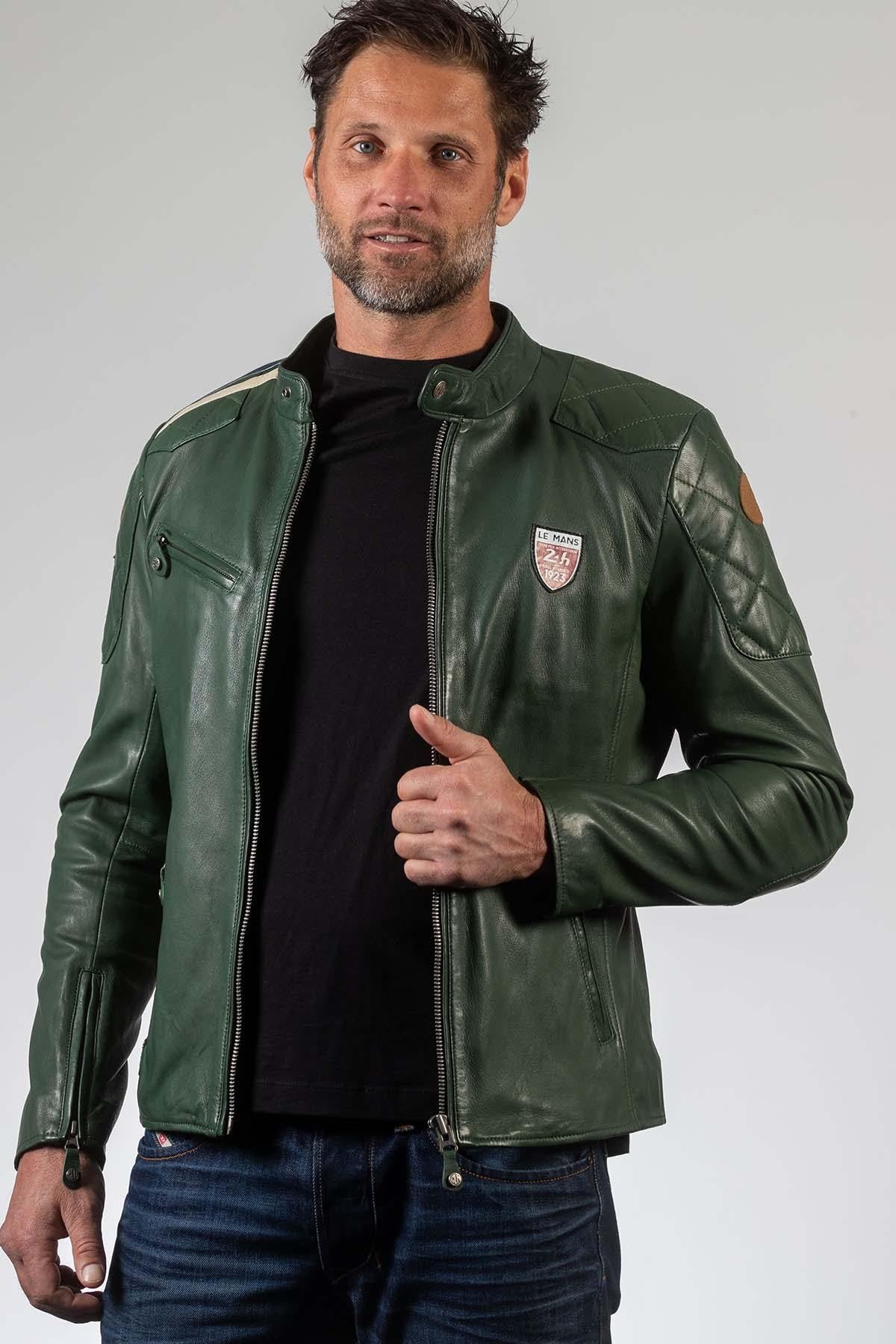 24h Le Mans 1923 racing jacket in green leather - Image n°3