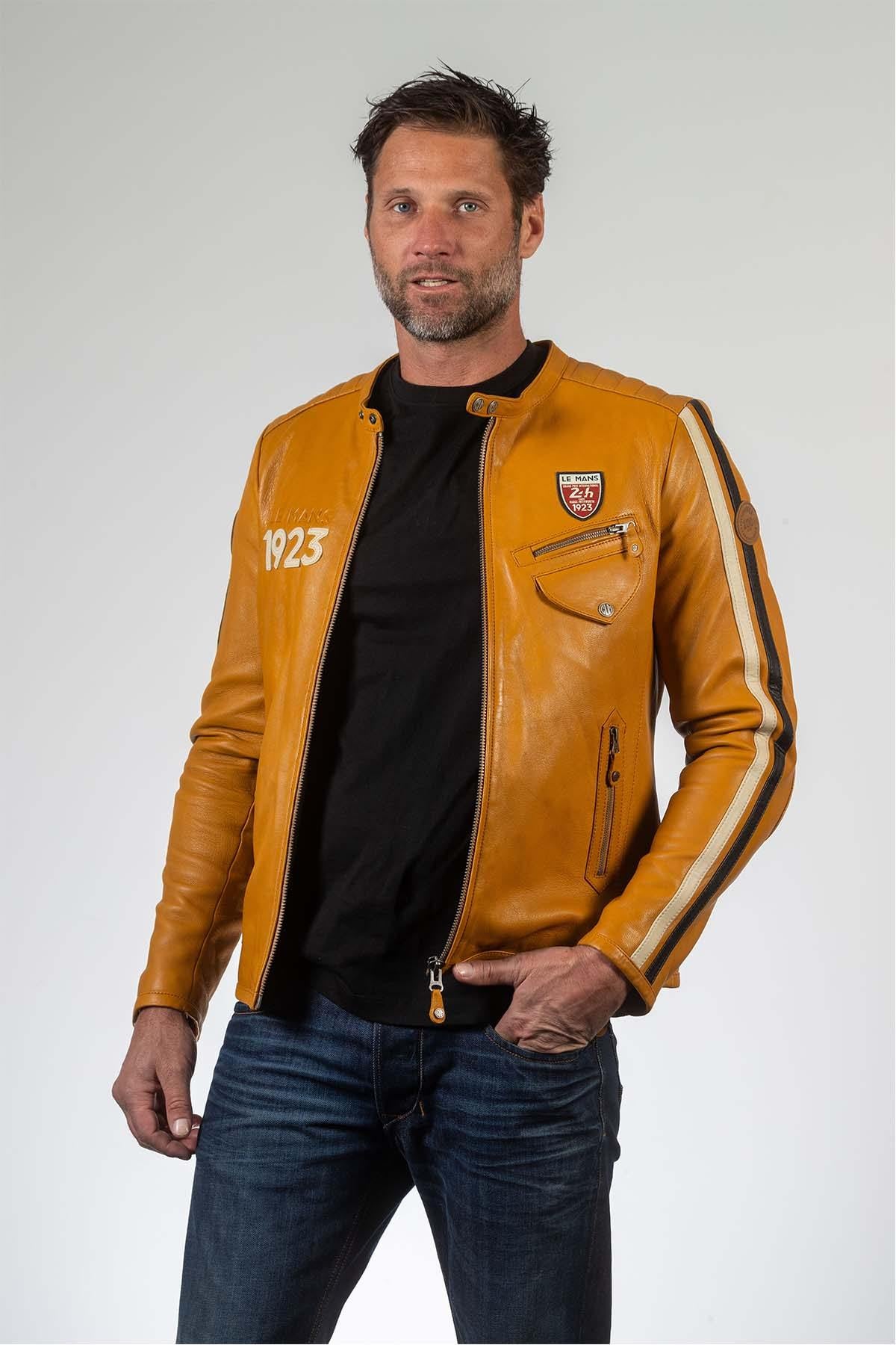 Yellow genuine leather jacket 24h du mans 1923 - Image n°2