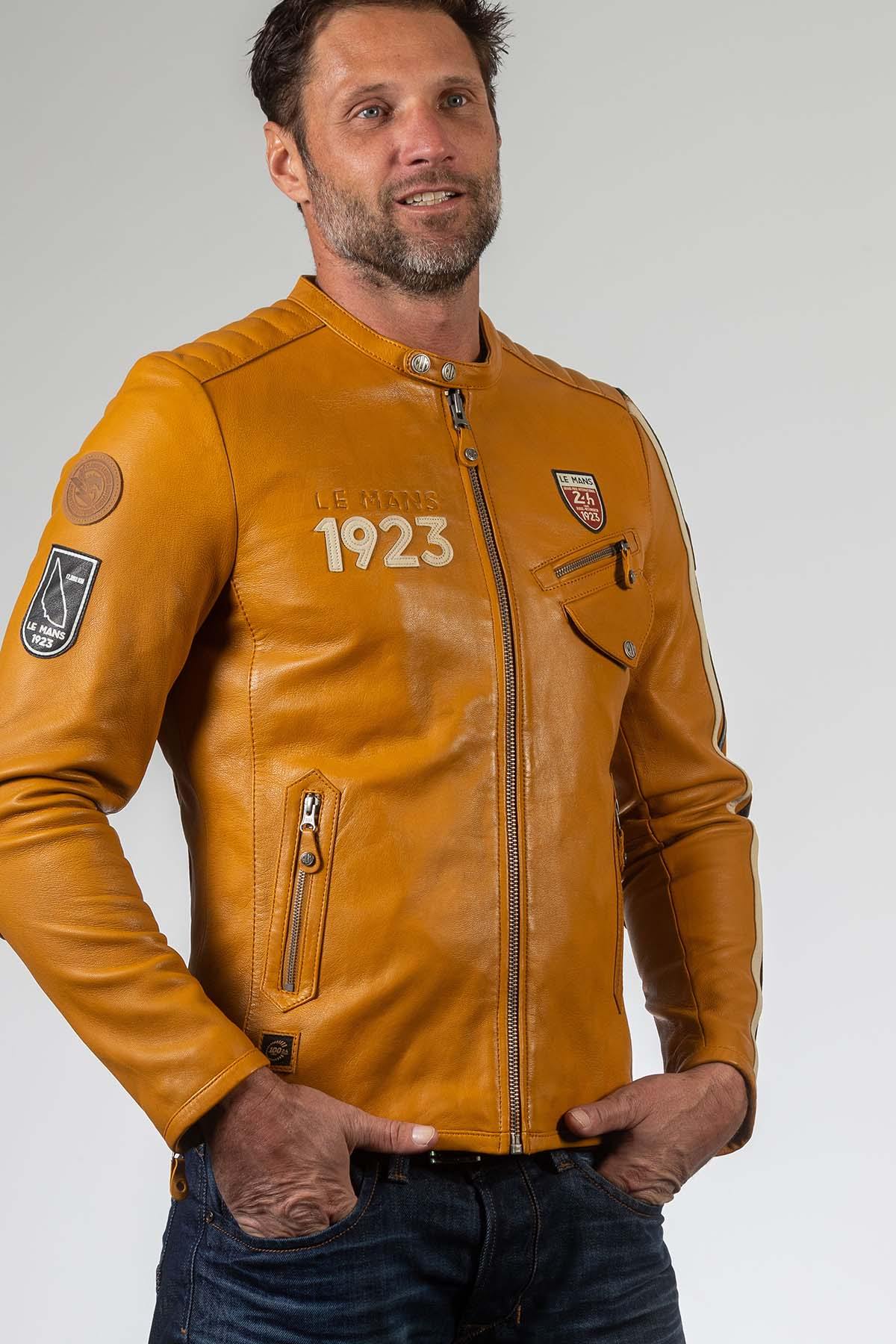 Yellow genuine leather jacket 24h du mans 1923 - Image n°1