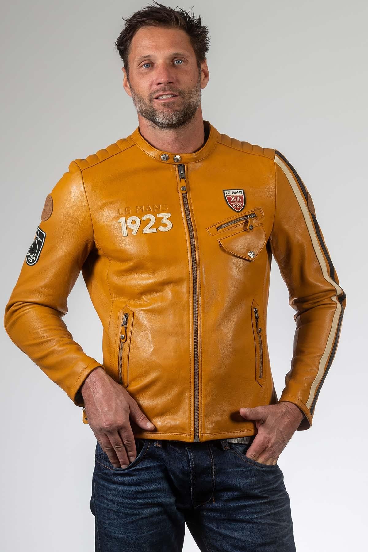 Yellow genuine leather jacket 24h du mans 1923 - Image n°3