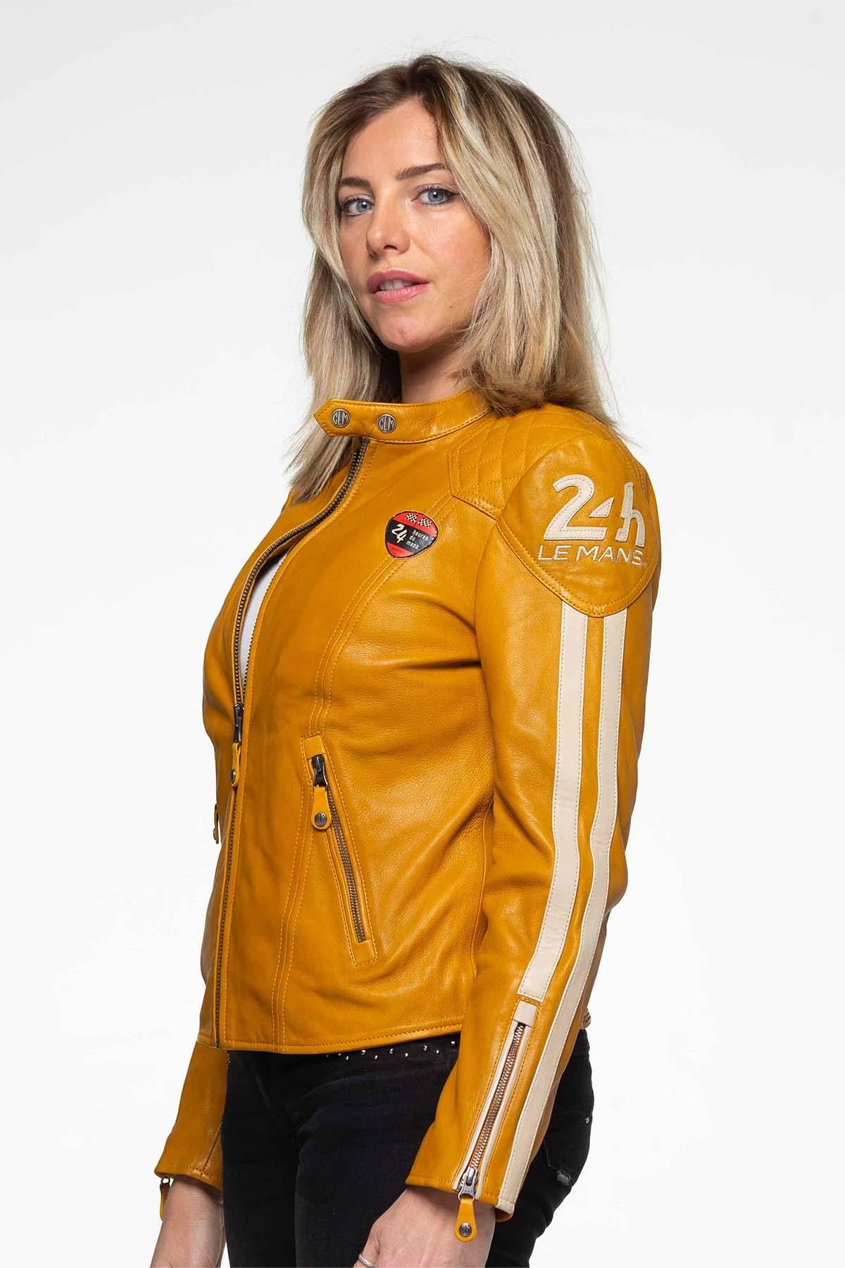 24H Le Mans Trassy Leather Jacket Yellow Women - Image n°2