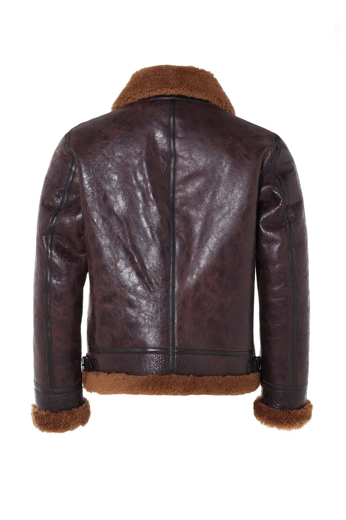 Men's dark brown leather bomber jacket - Image n°8