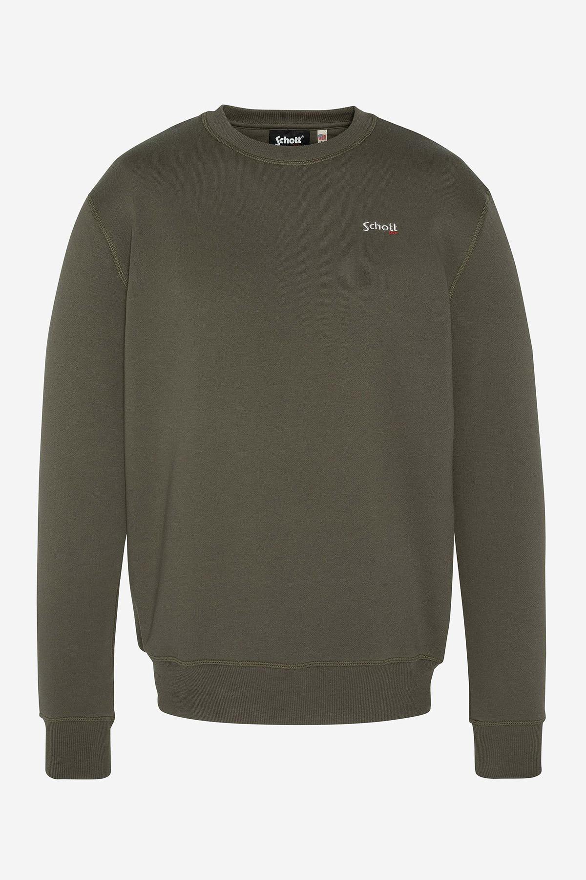 Sage khaki colored sweatshirt with embroidered logo - Image n°1