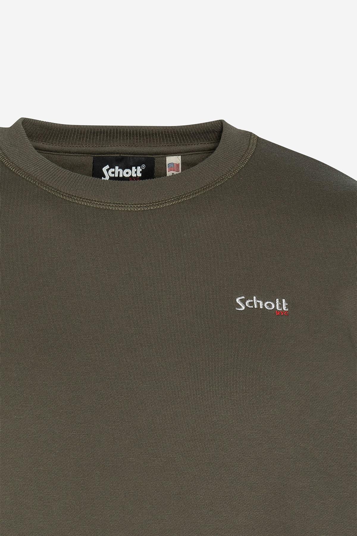 Sage khaki colored sweatshirt with embroidered logo - Image n°2