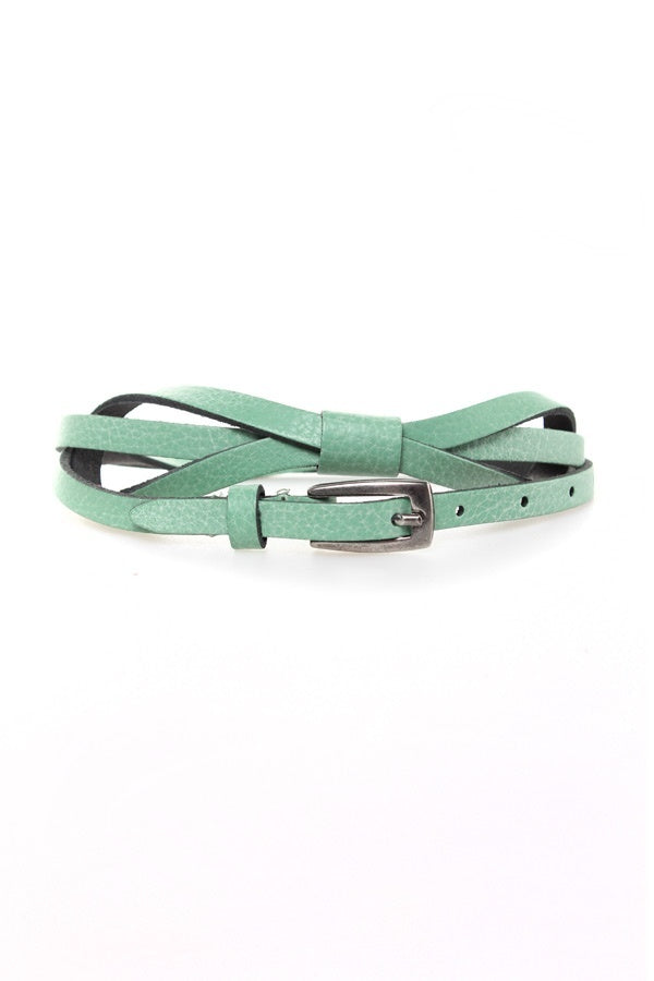 Green Oakwood women's leather belt - Image n°1