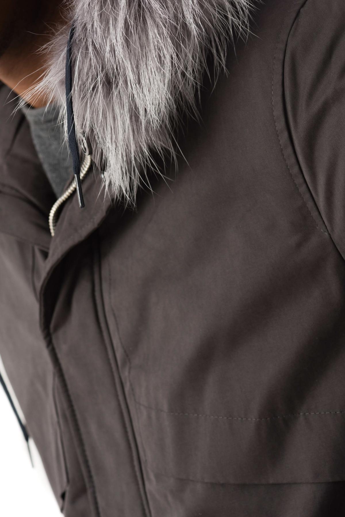 Men's gray parka with raccoon fur - Image n°6