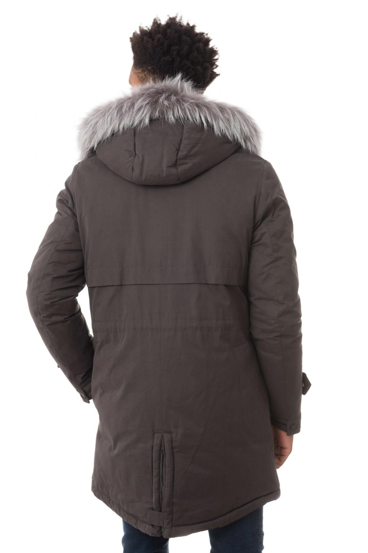 Men's gray parka with raccoon fur - Image n°5