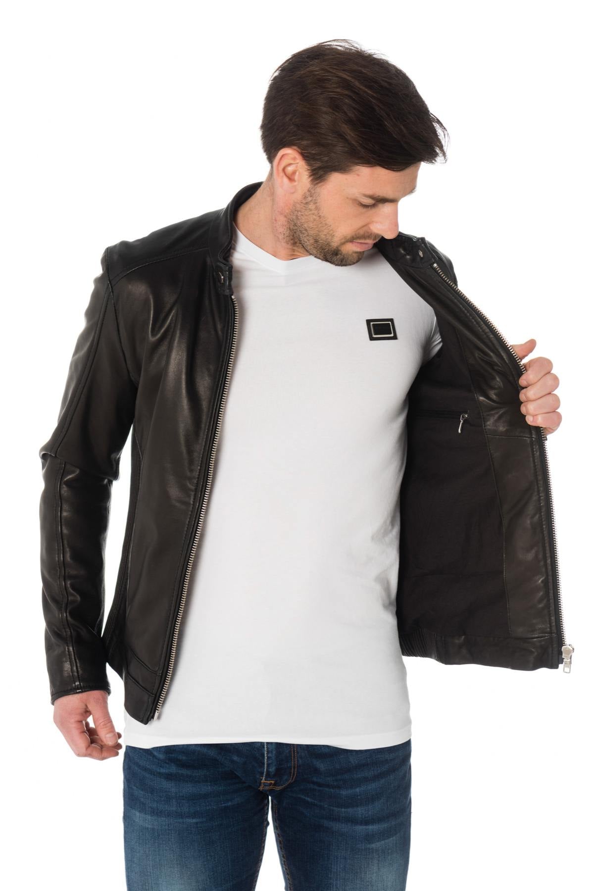 Cityzen black sheepskin leather jacket - Image n°7