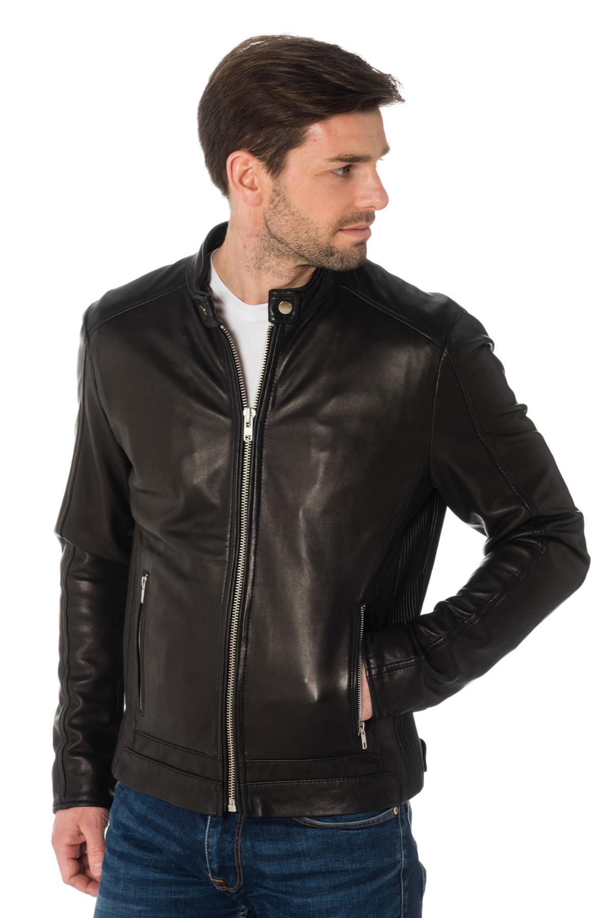 Cityzen black sheepskin leather jacket - Image n°1