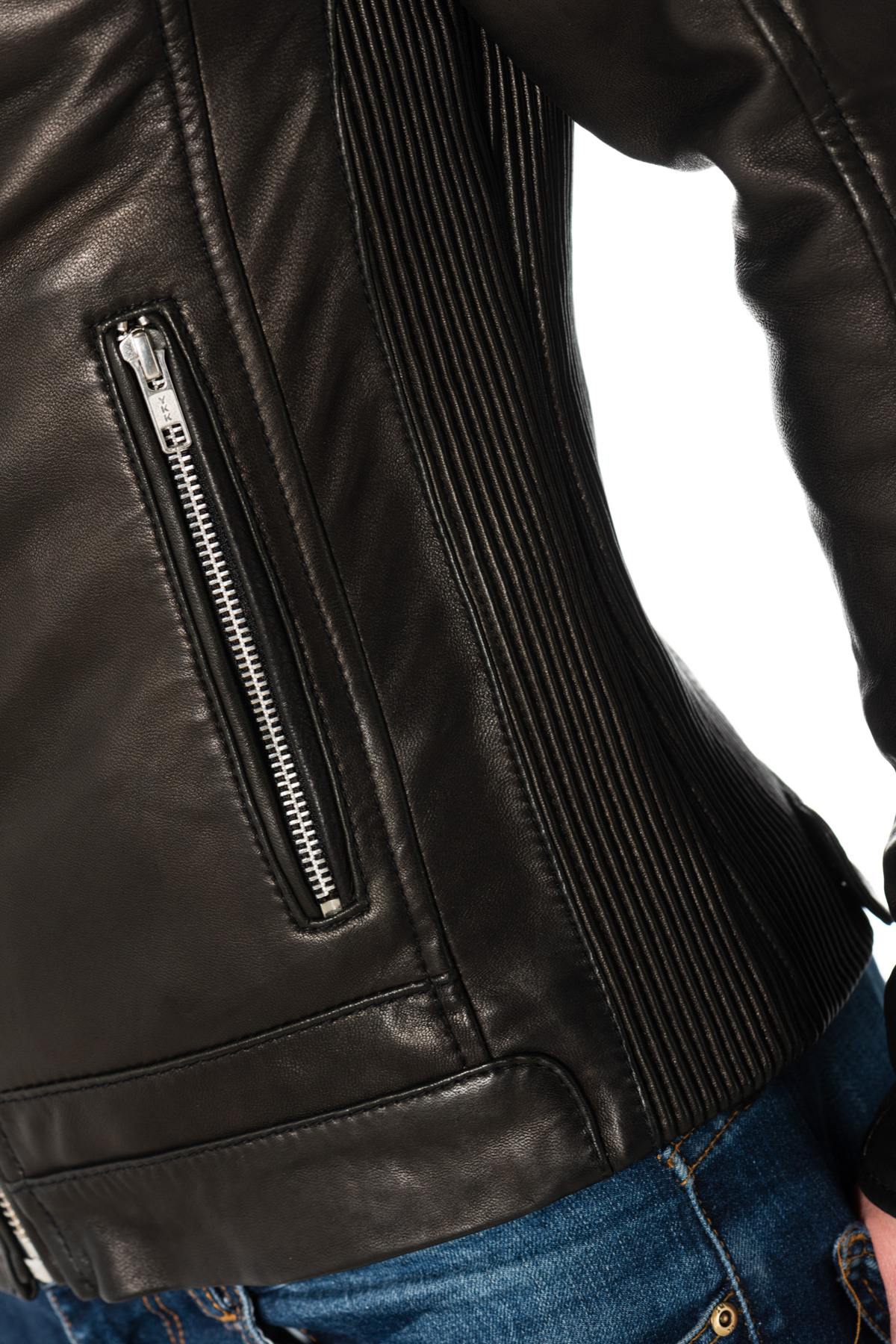 Cityzen black sheepskin leather jacket - Image n°3