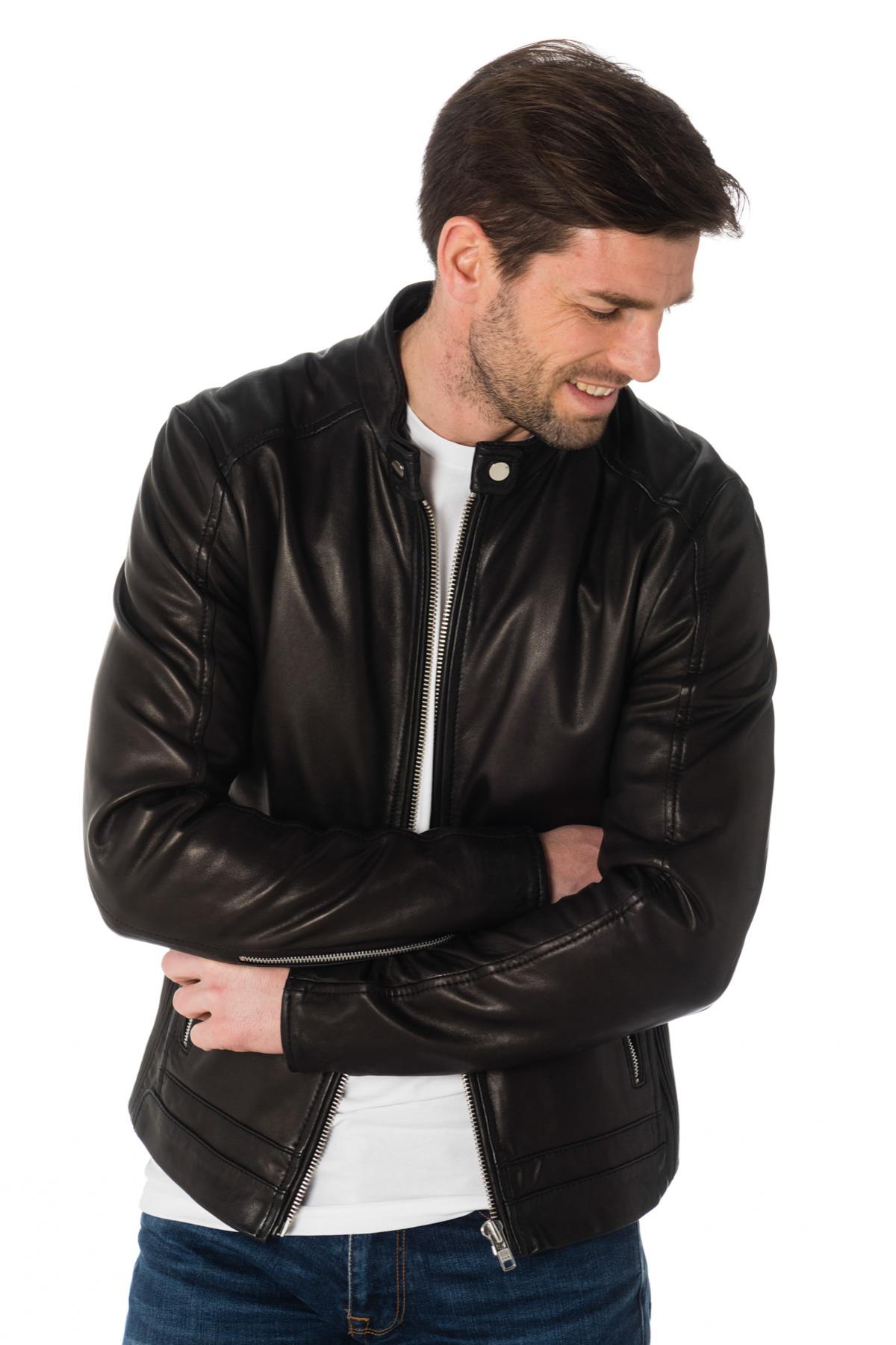 Cityzen black sheepskin leather jacket - Image n°6