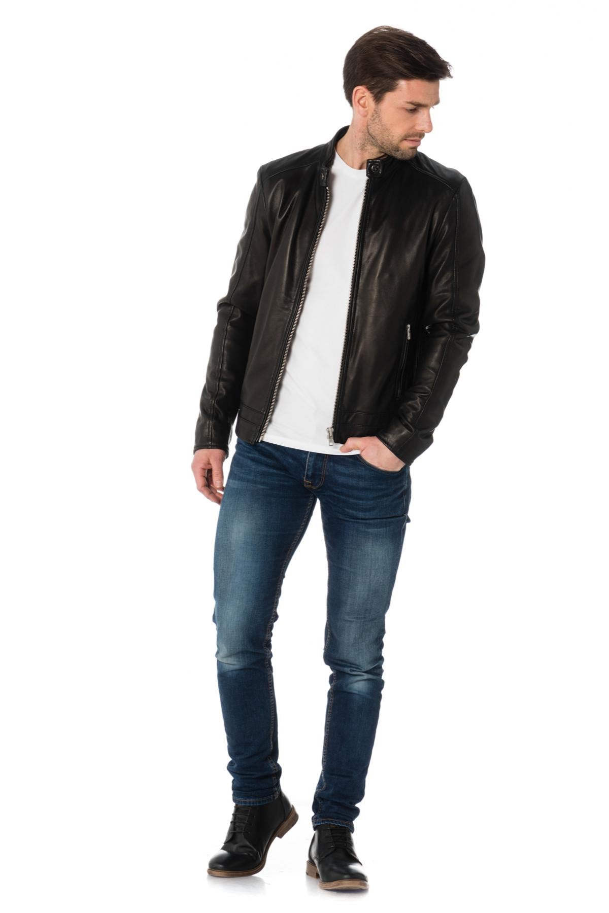 Cityzen black sheepskin leather jacket - Image n°2