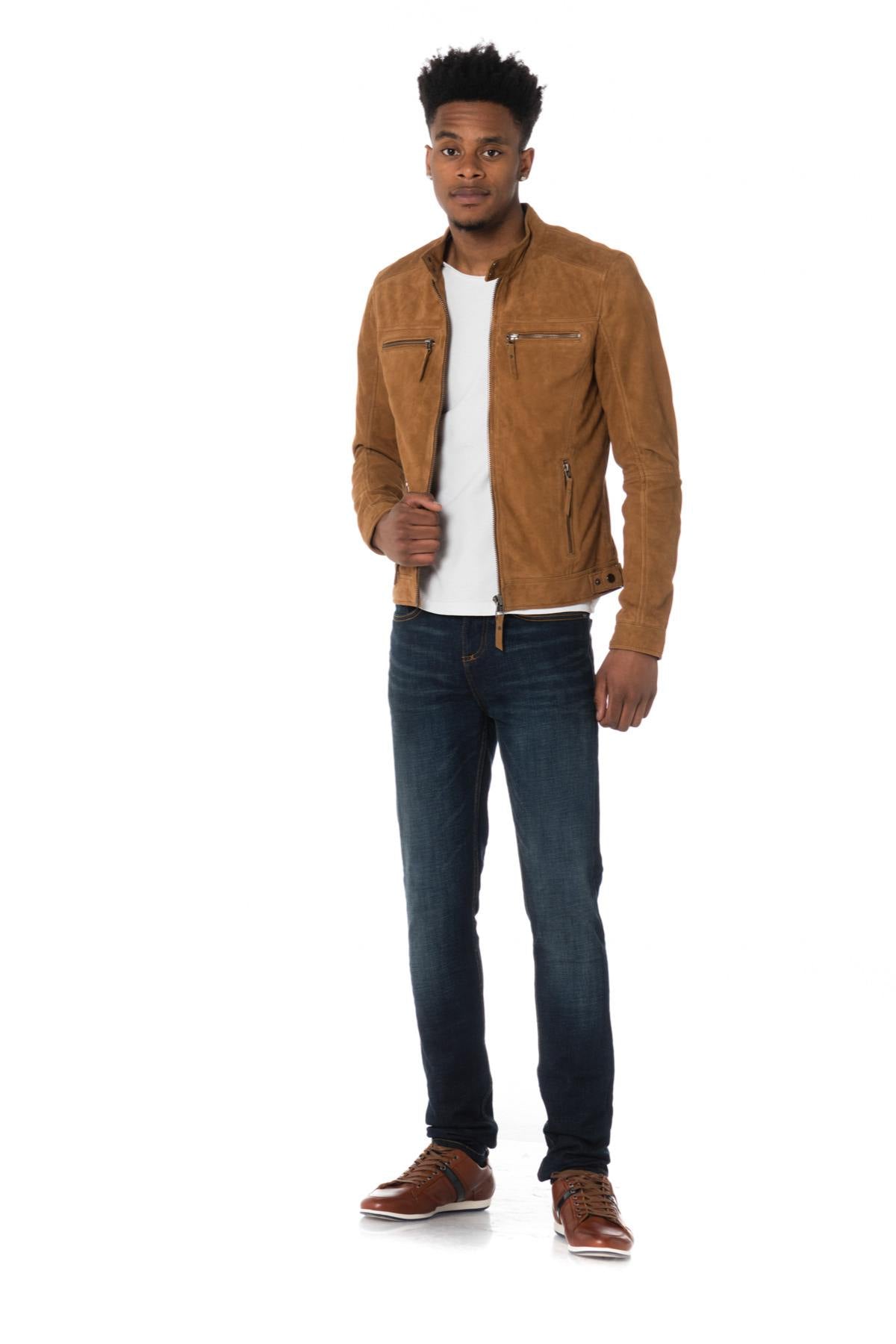 Cityzen men's suede jacket in tobacco color - Image n°2