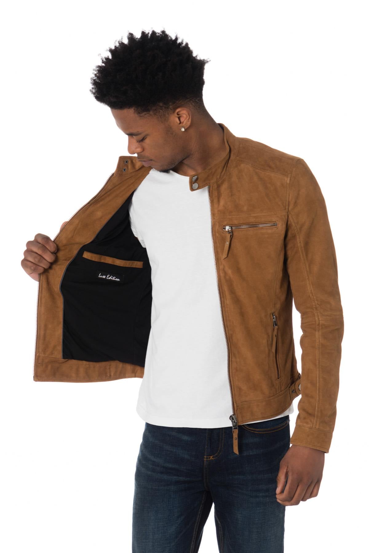 Cityzen men's suede jacket in tobacco color - Image n°5