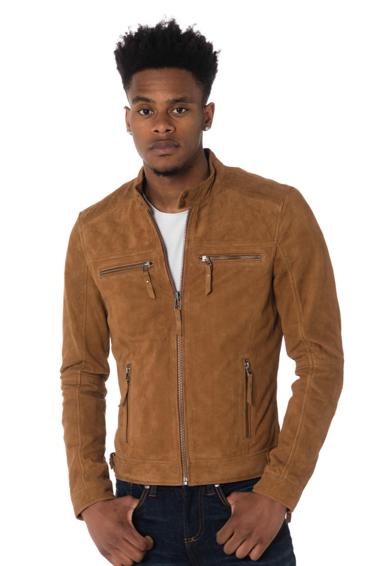 Cityzen men's suede jacket in tobacco color - Image n°1