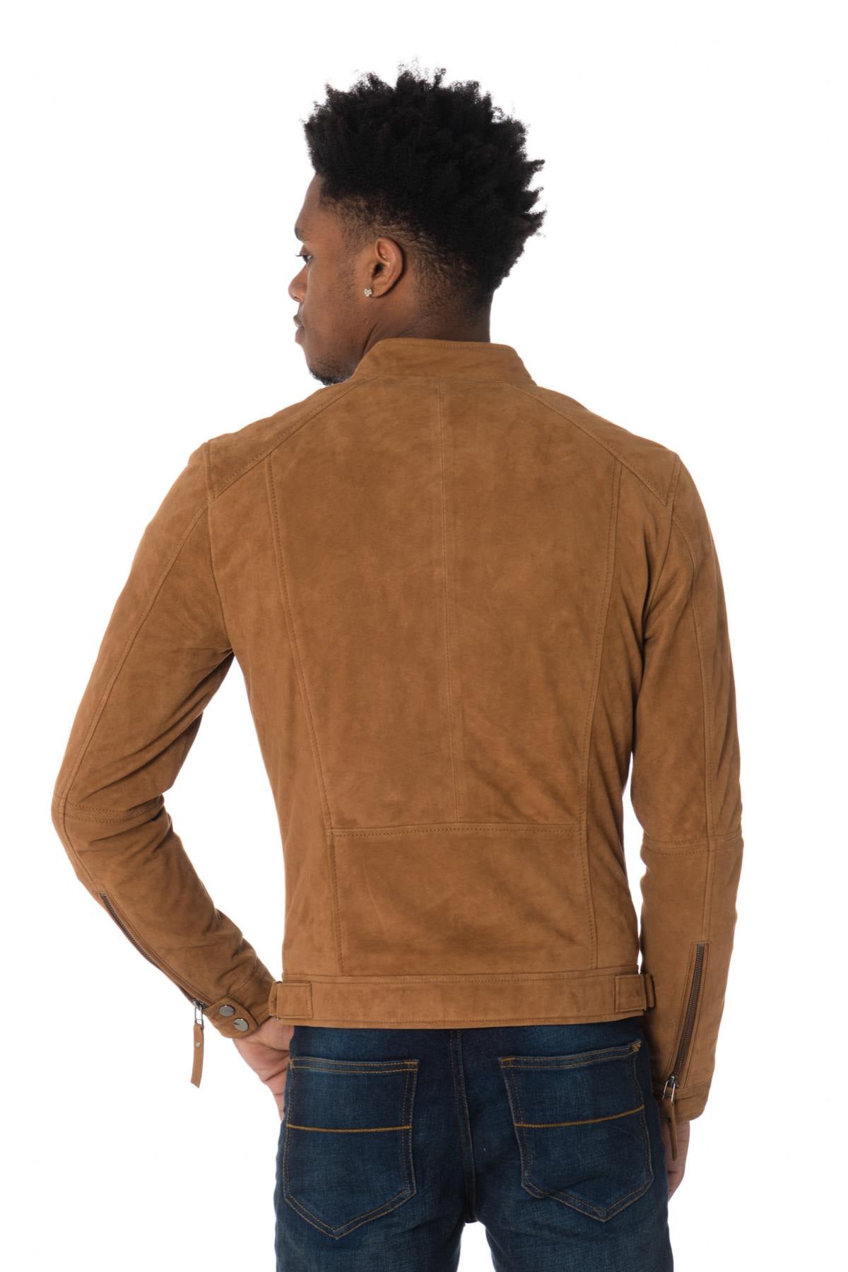 Cityzen men's suede jacket in tobacco color - Image n°4