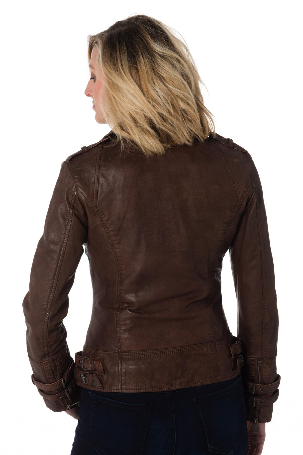  Women's Biker Jacket in bison sheep leather - Image n°5