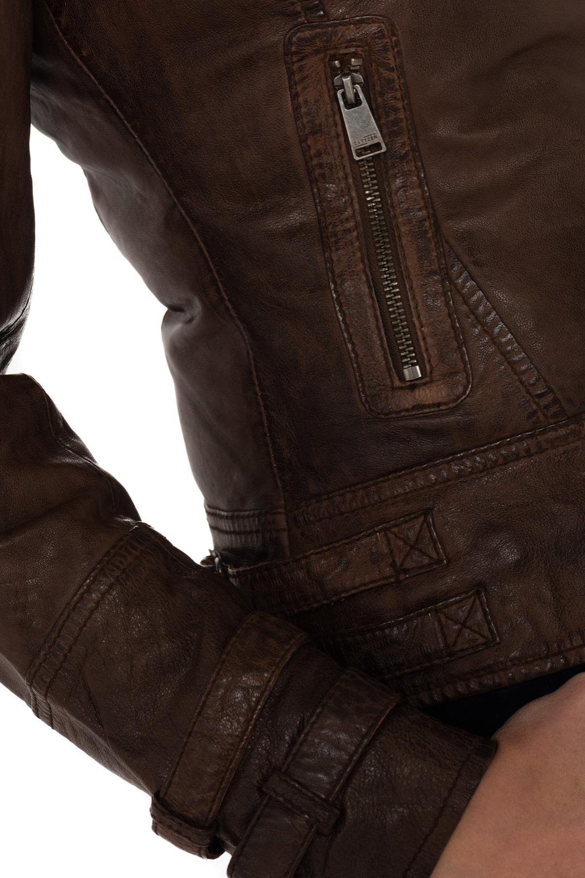  Women's Biker Jacket in bison sheep leather - Image n°8