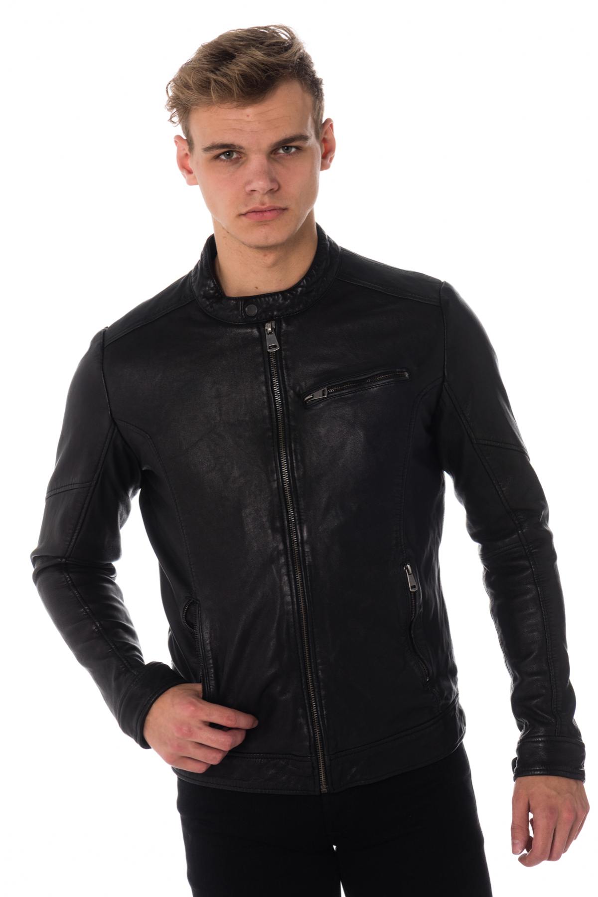 Men's biker collar jacket large sizes - Image n°3