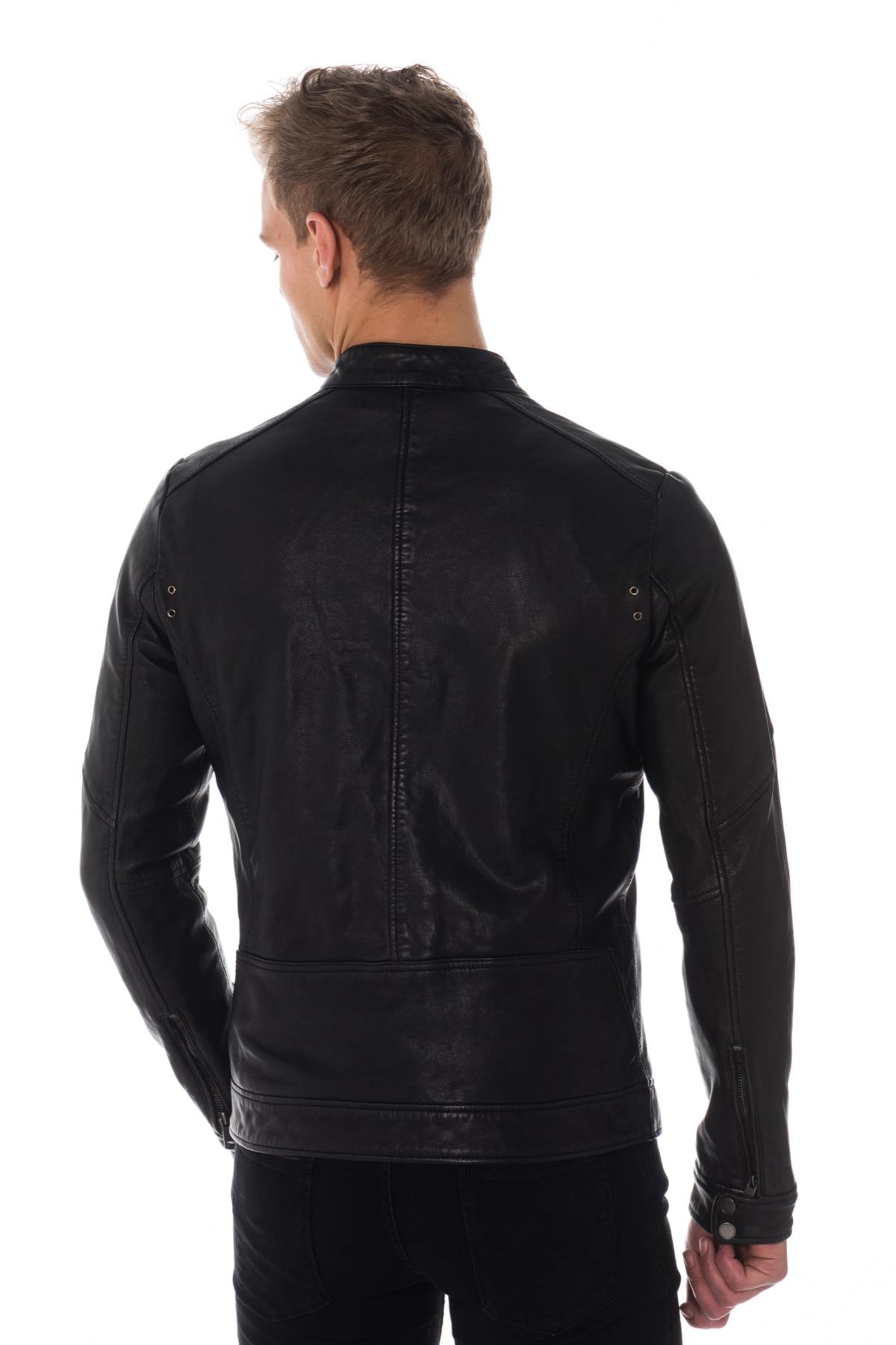 Men's biker collar jacket large sizes - Image n°5