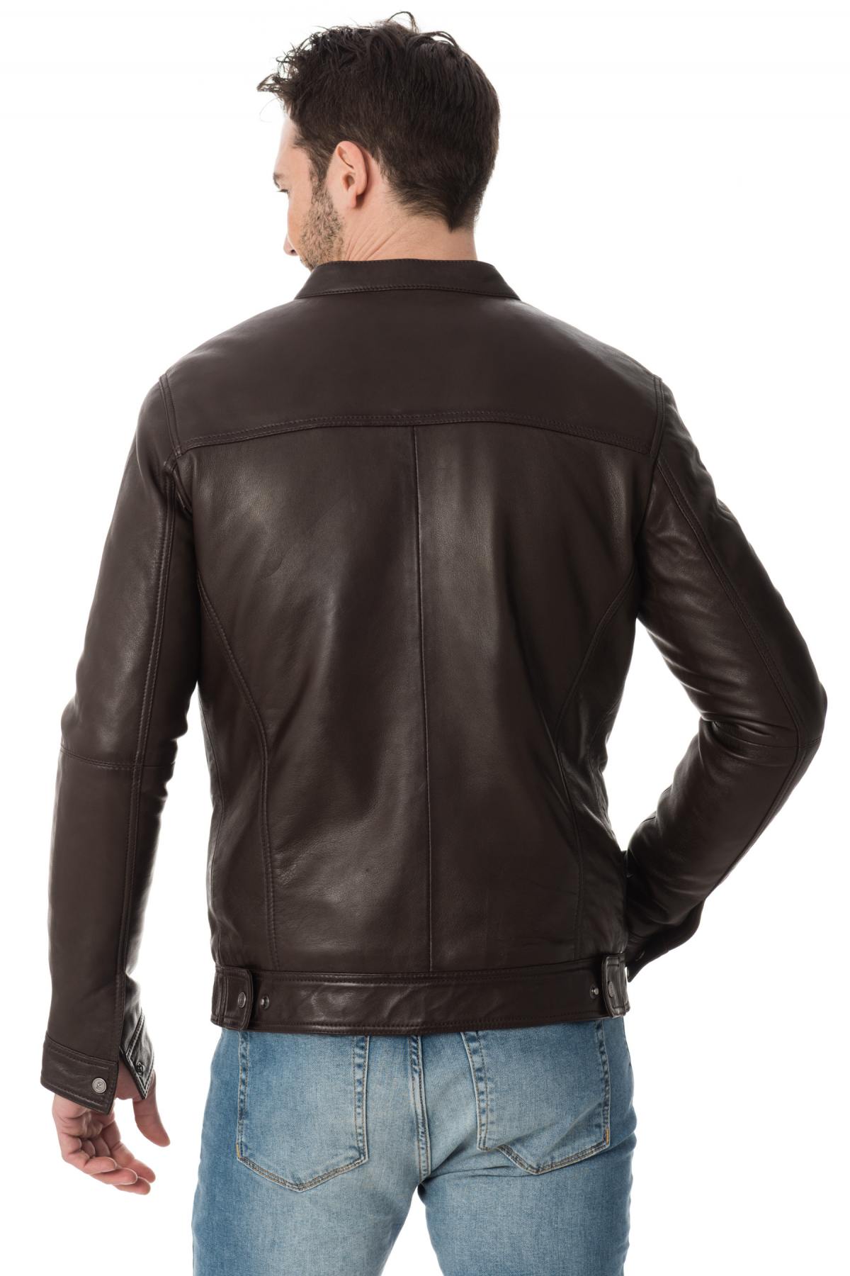 Trendy brown leather jacket Cityzen - Image n°5