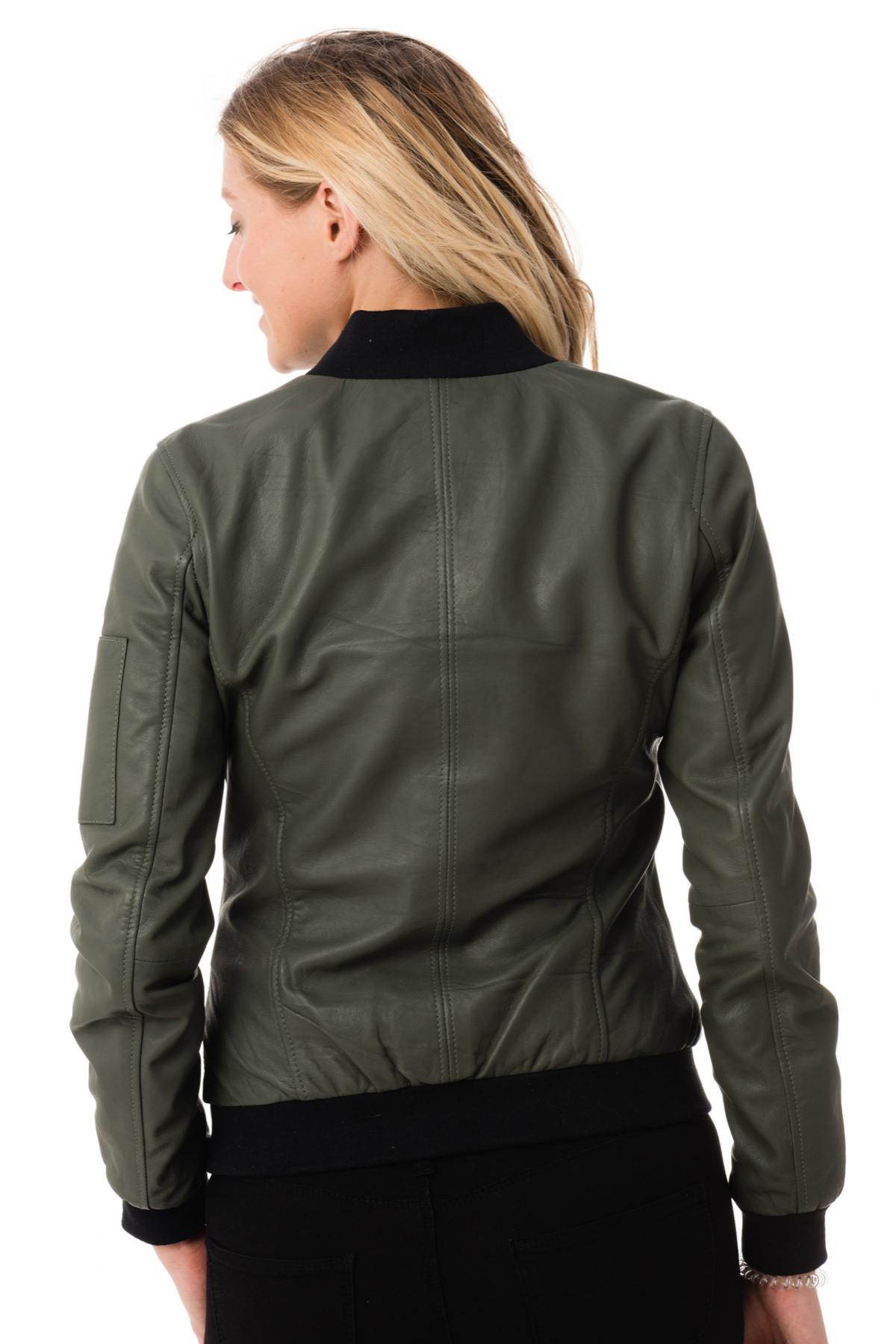 Women's sheepskin leather bomber jacket - Image n°5