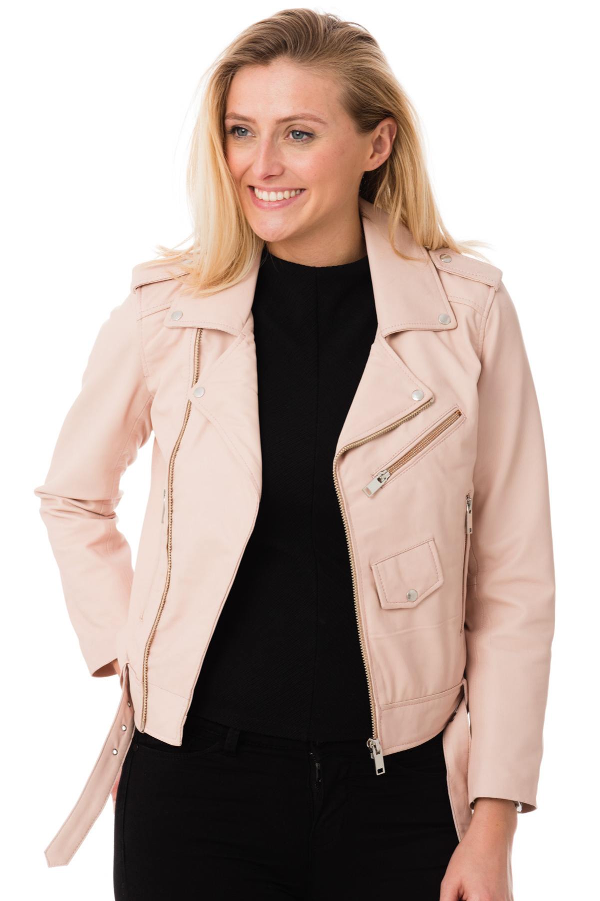 Women's sheepskin leather Biker Jacket - Image n°1