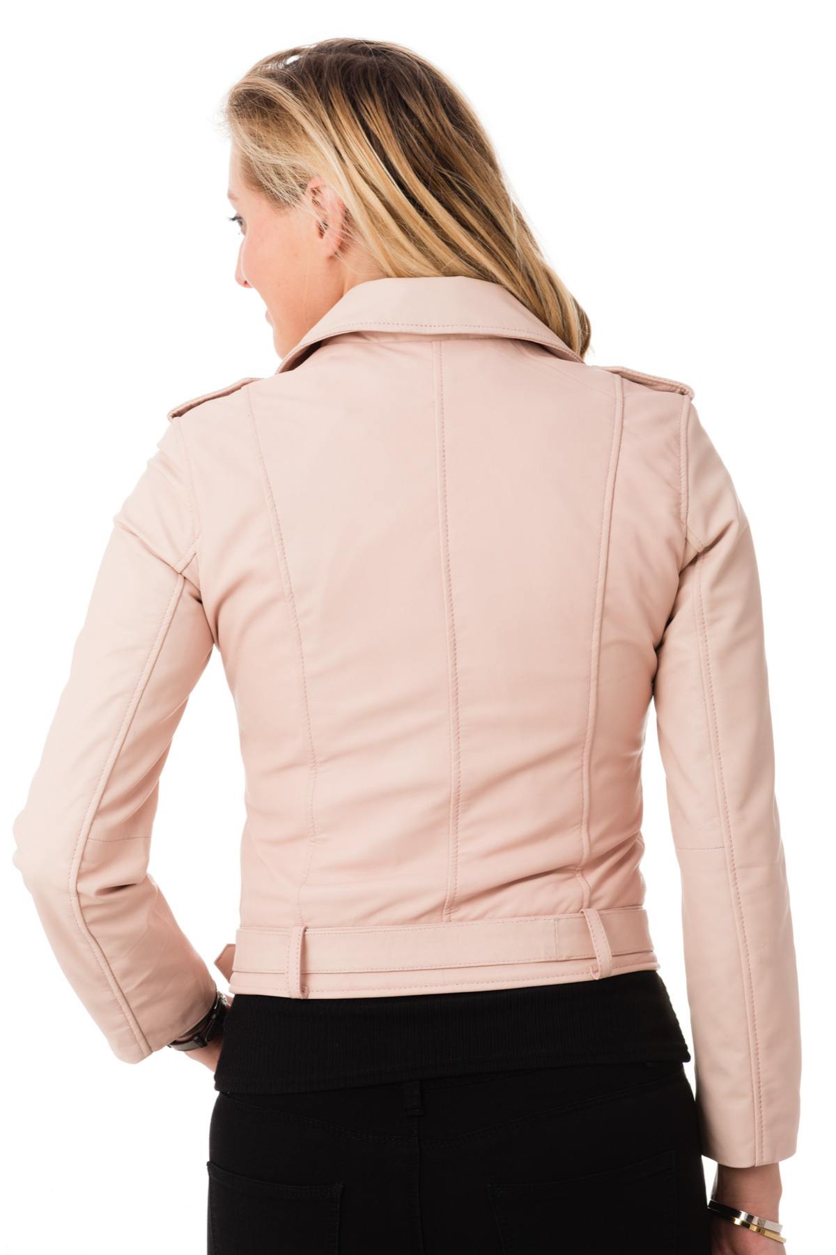 Women's sheepskin leather Biker Jacket - Image n°5