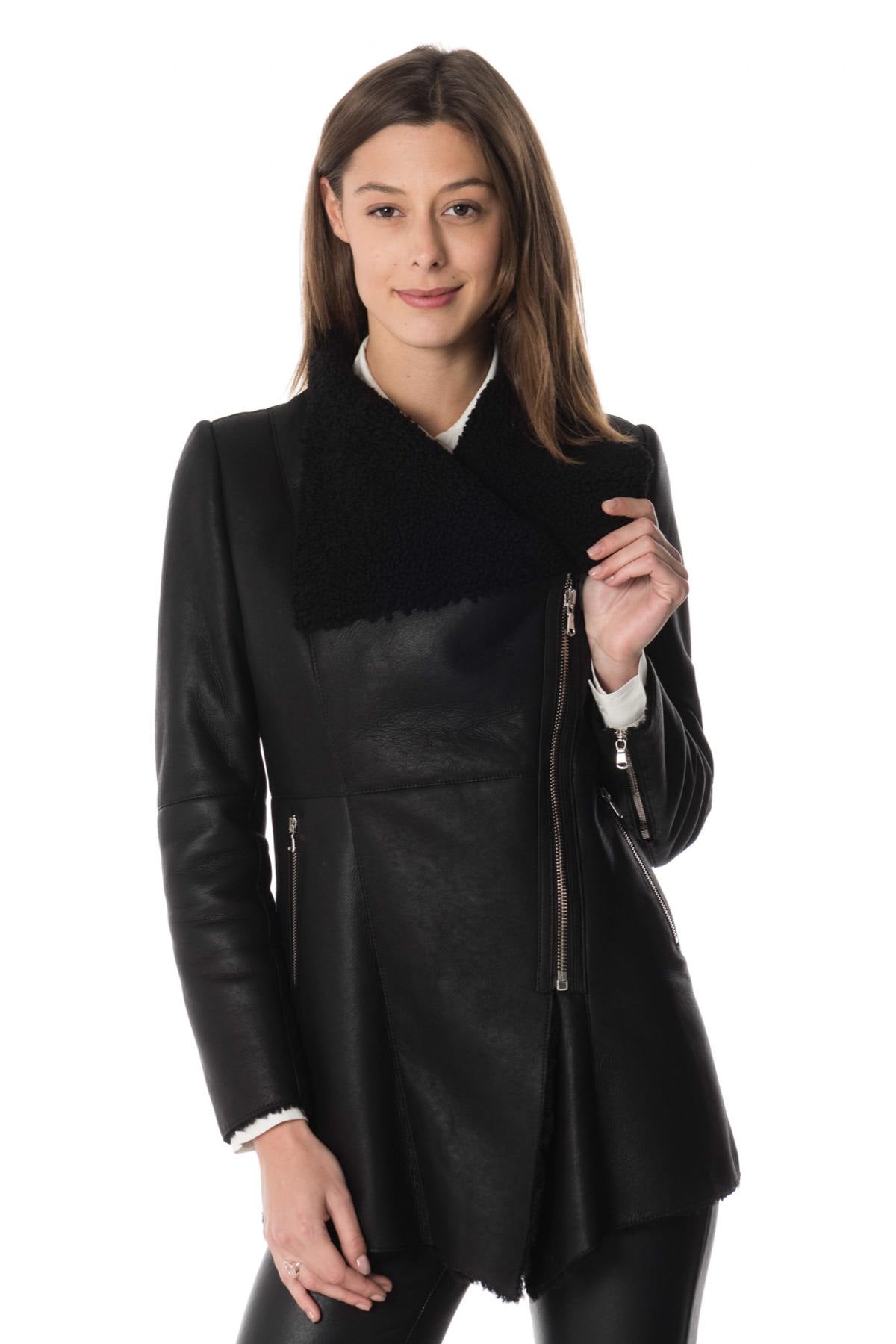 Long sheepskin Biker Jacket - Image n°5