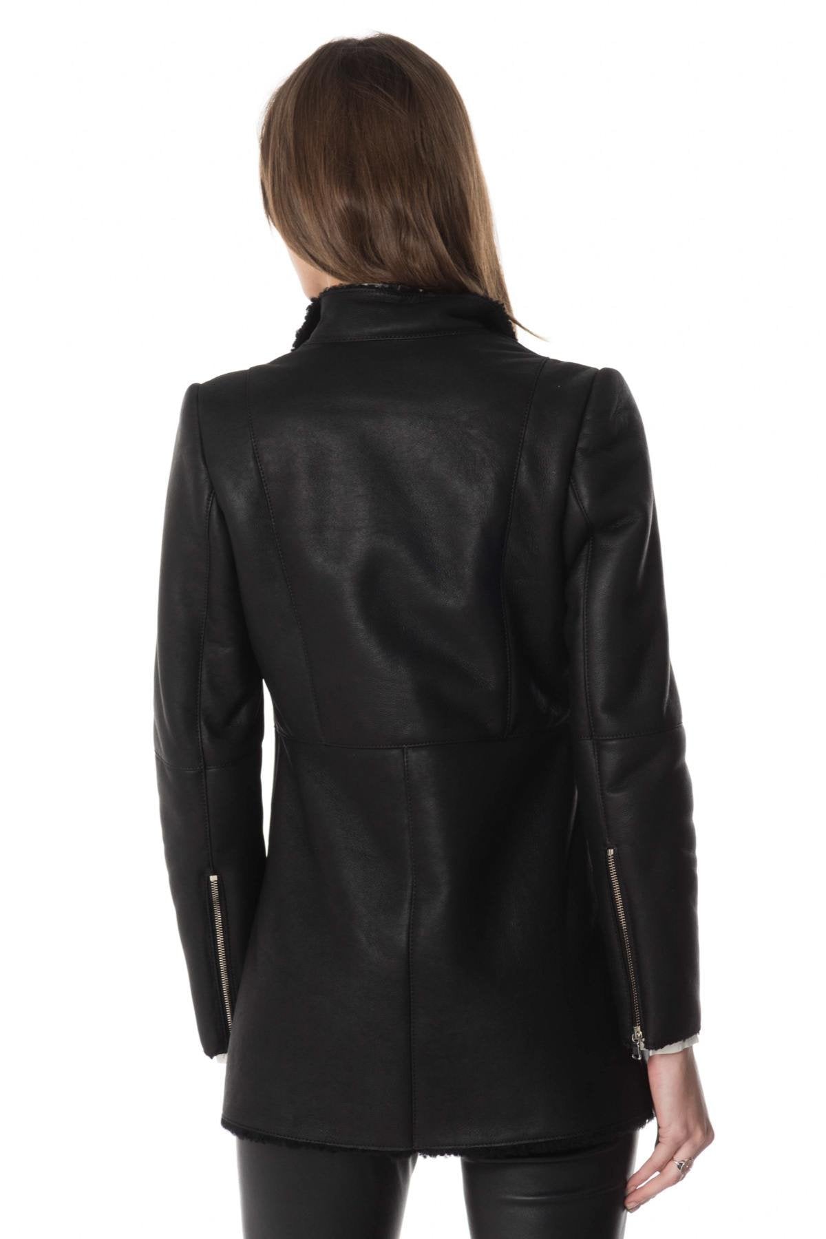 Long sheepskin Biker Jacket - Image n°6