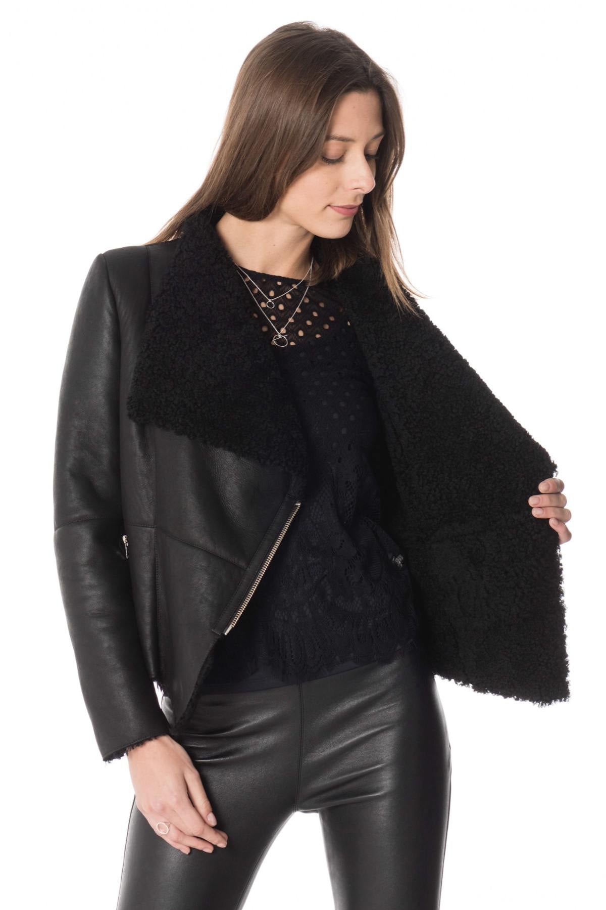 Black shearling perfecto - Image n°4