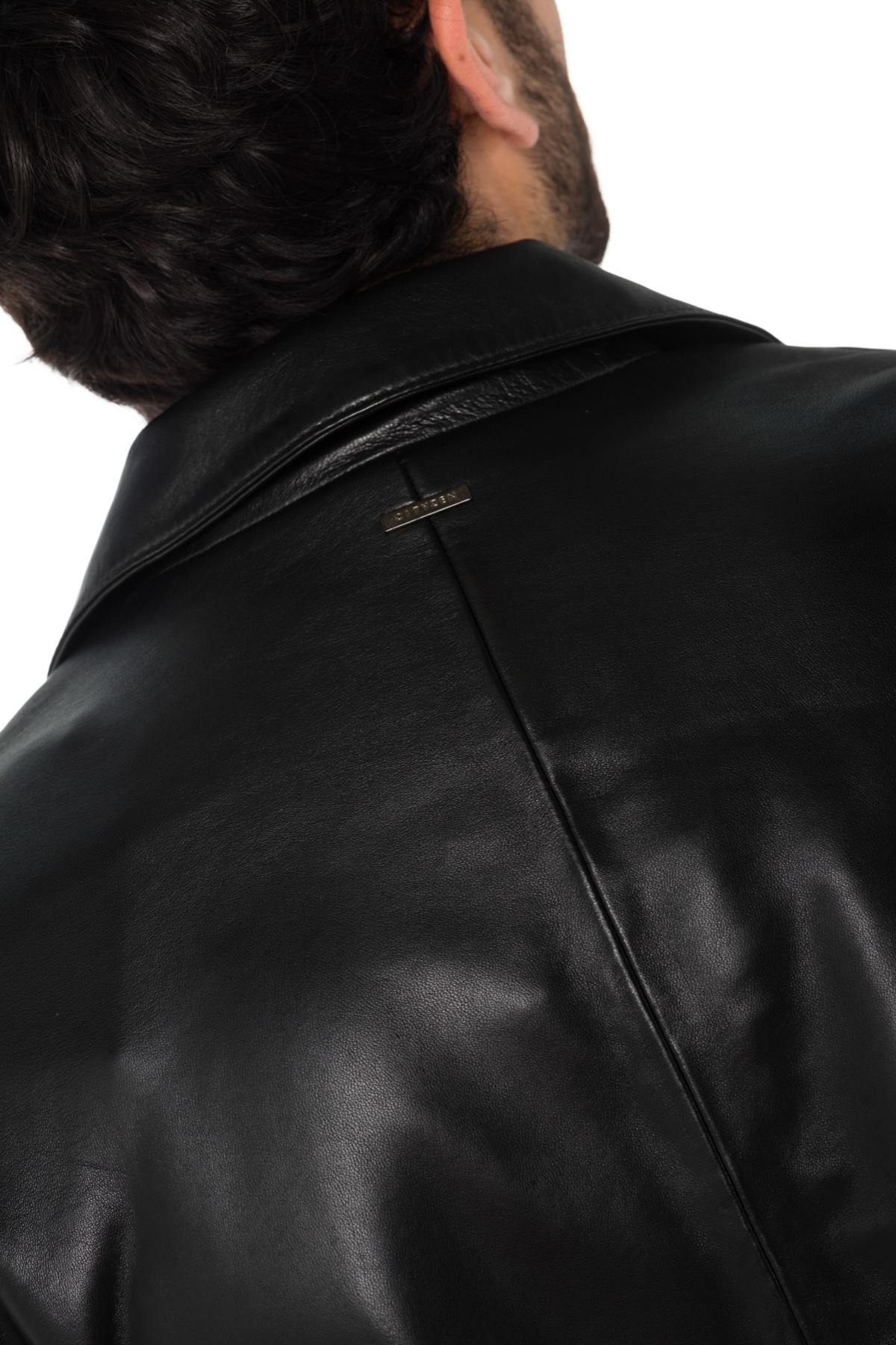 Men's black sheepskin leather blazer - Image n°8