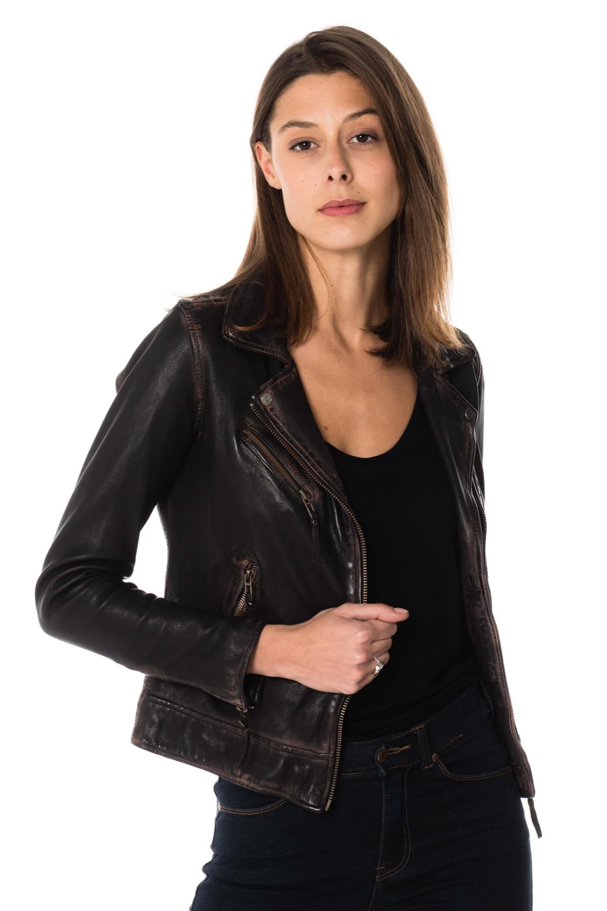 Distressed Biker Jacket for women Cityzen Leather - Image n°1