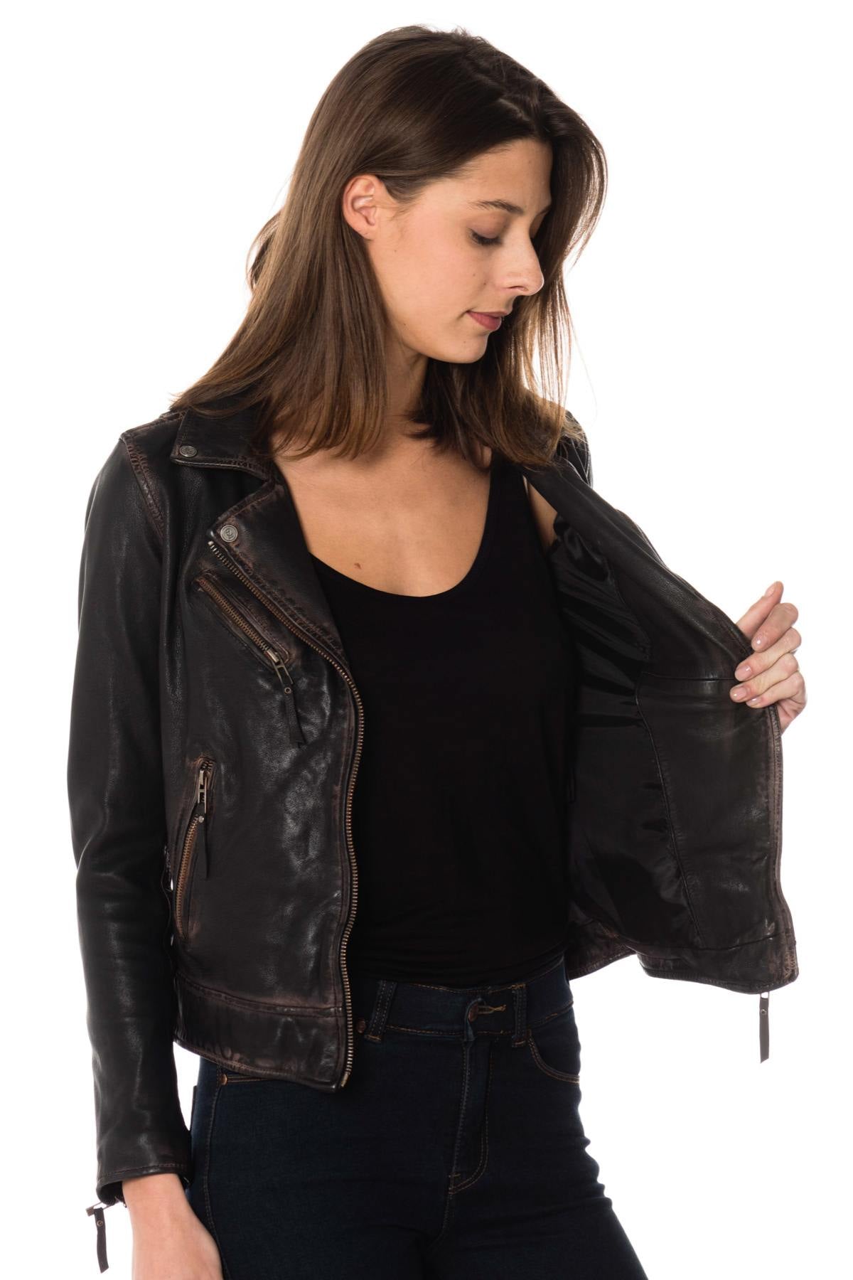 Distressed Biker Jacket for women Cityzen Leather - Image n°6