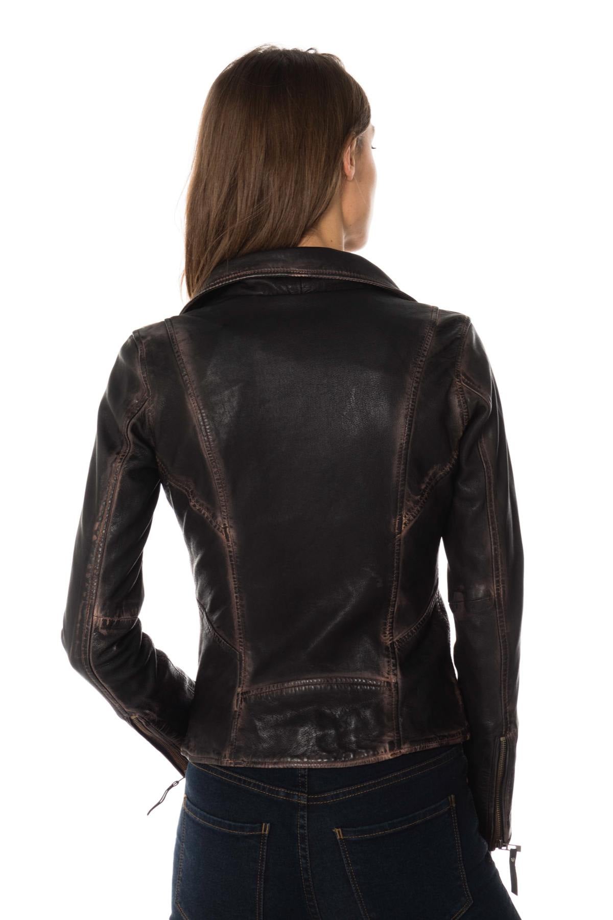 Distressed Biker Jacket for women Cityzen Leather - Image n°5