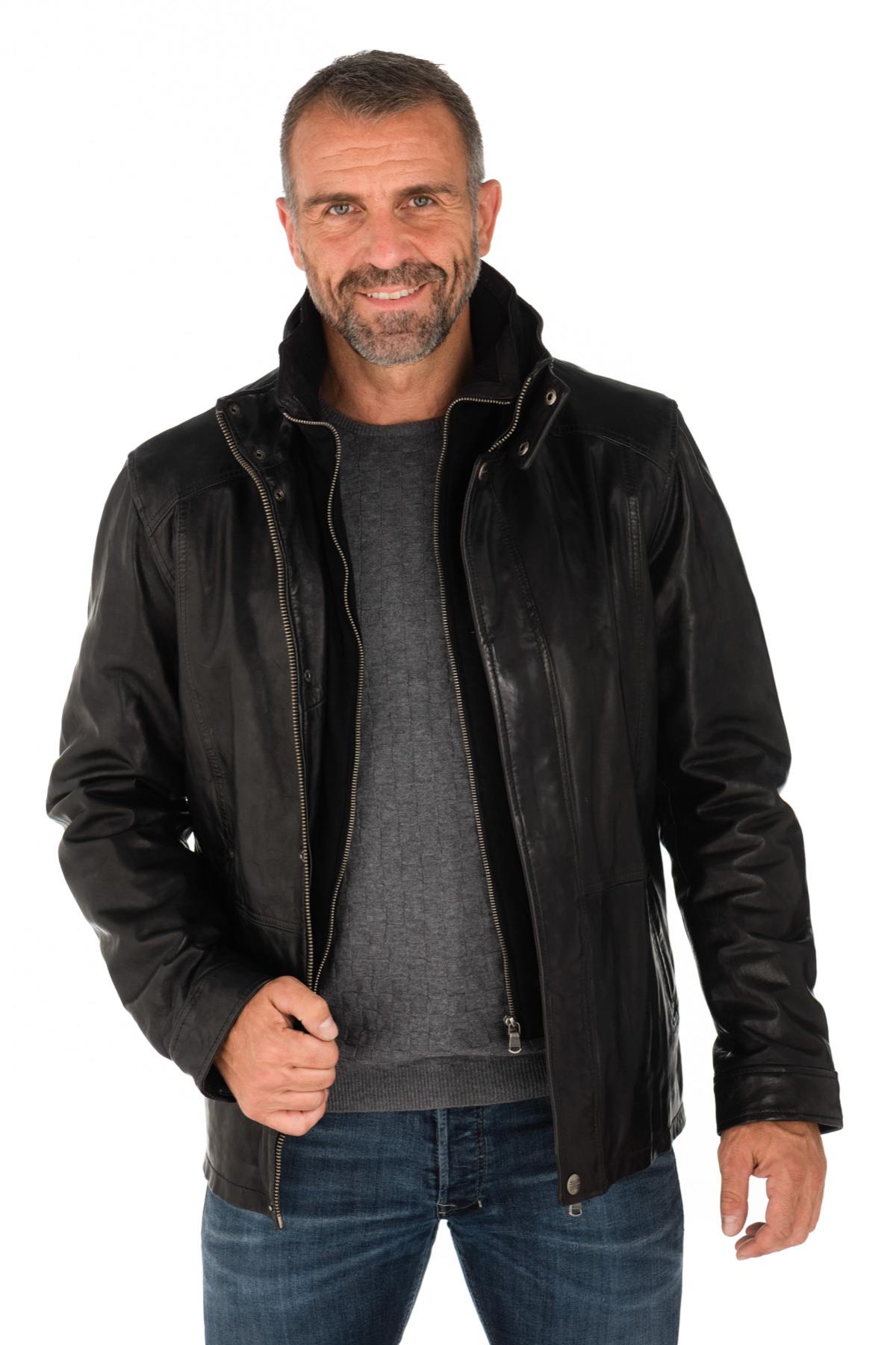 Daytona men's jacket in black lambskin - Image n°3