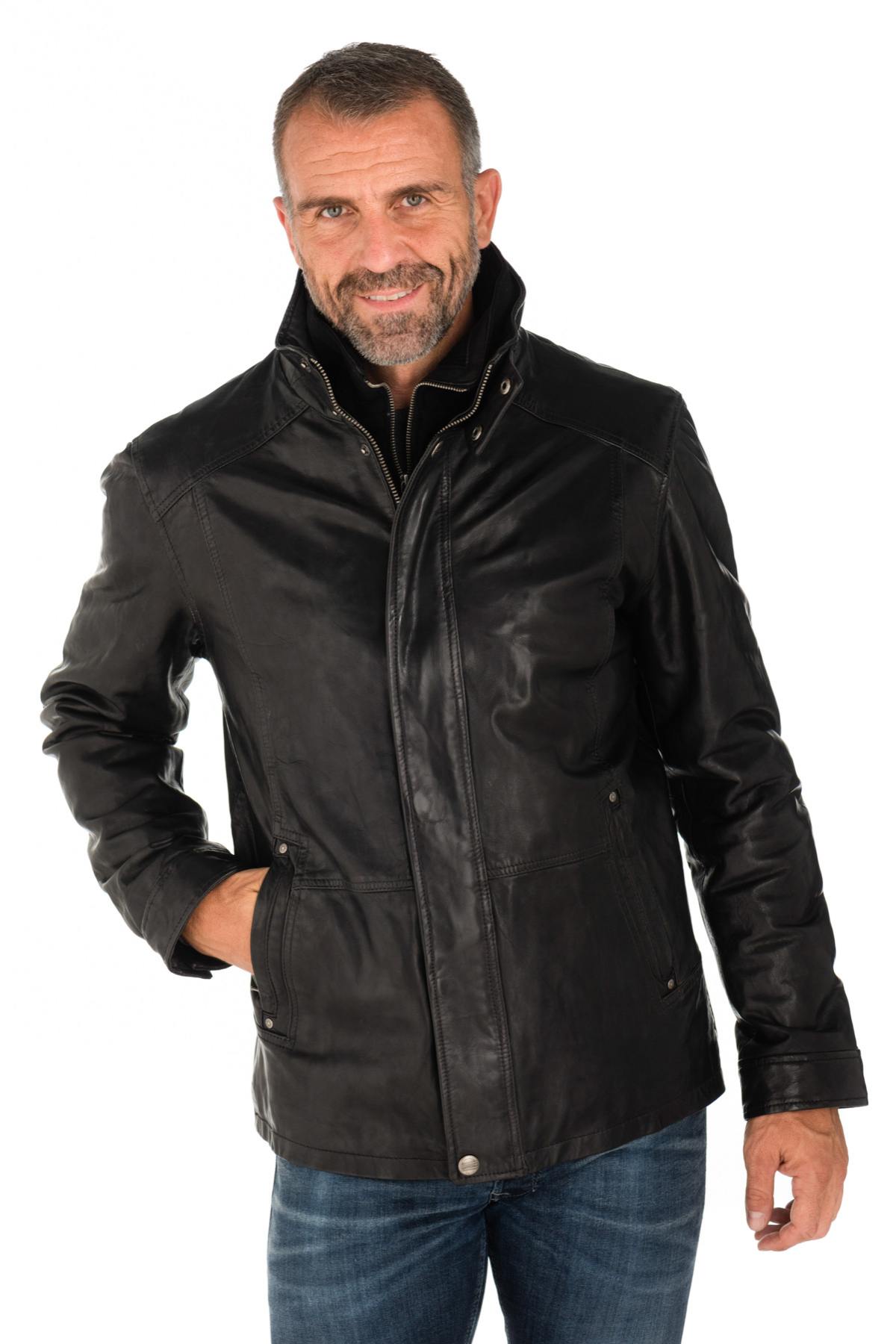 Daytona men's jacket in black lambskin - Image n°1