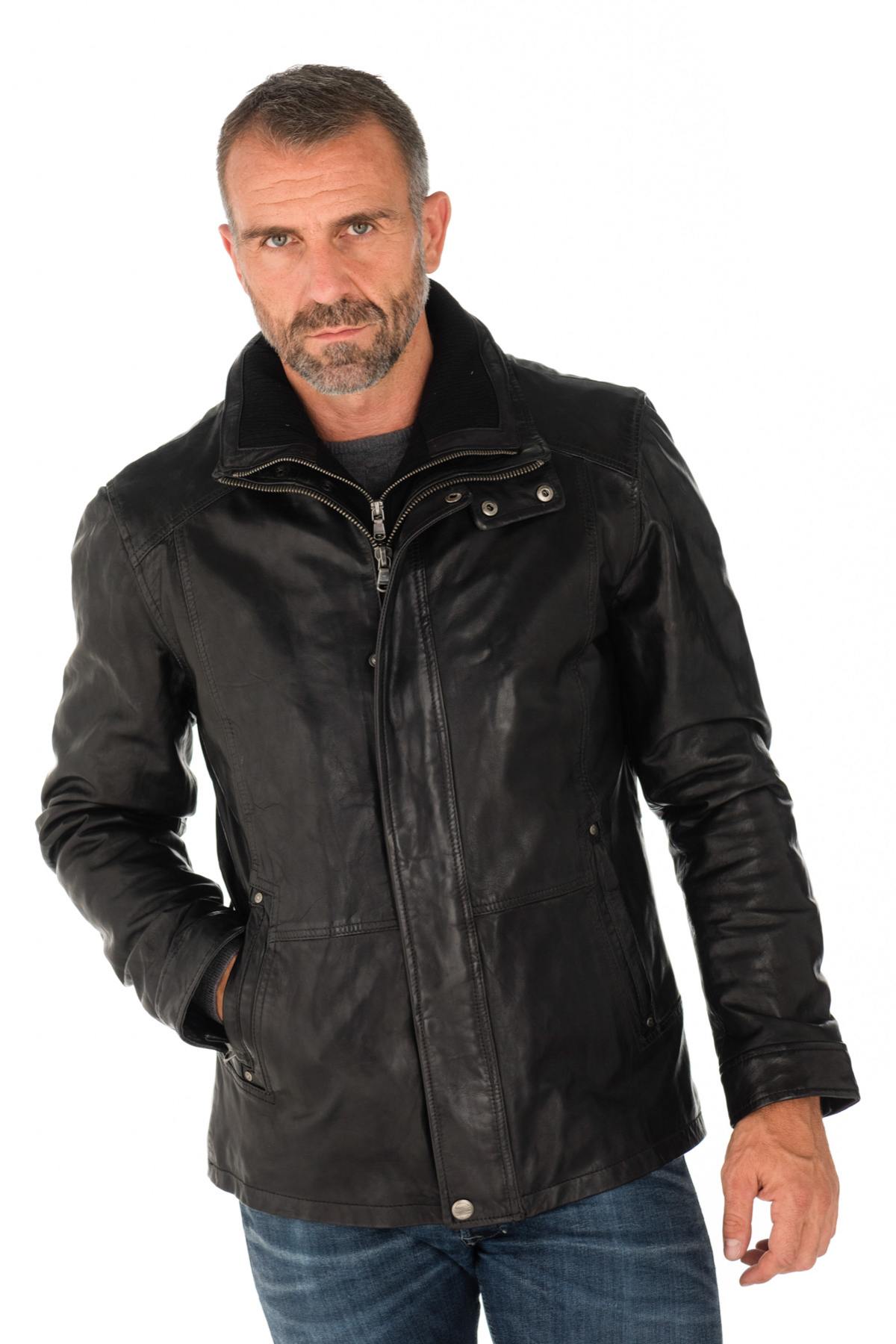 Daytona men's jacket in black lambskin - Image n°5