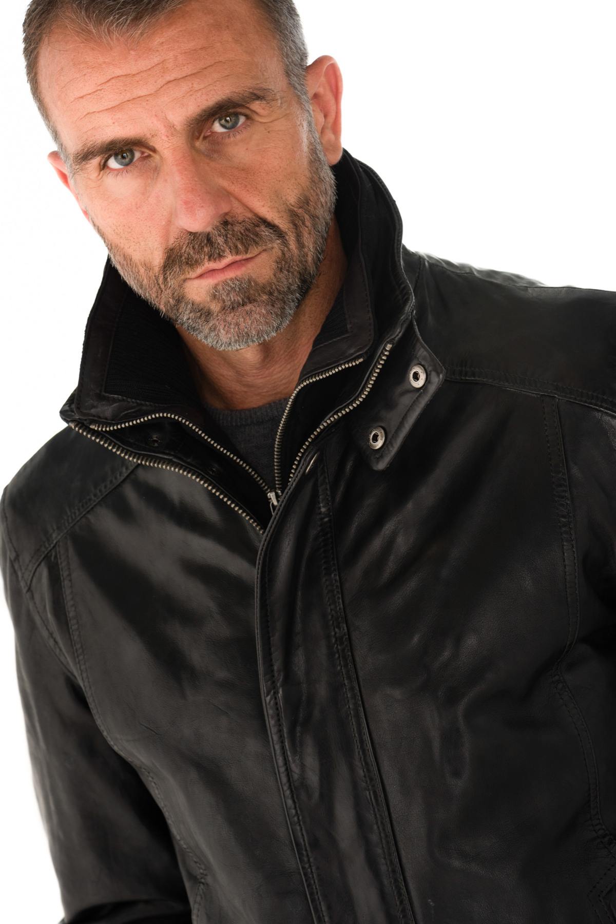 Daytona men's jacket in black lambskin - Image n°4