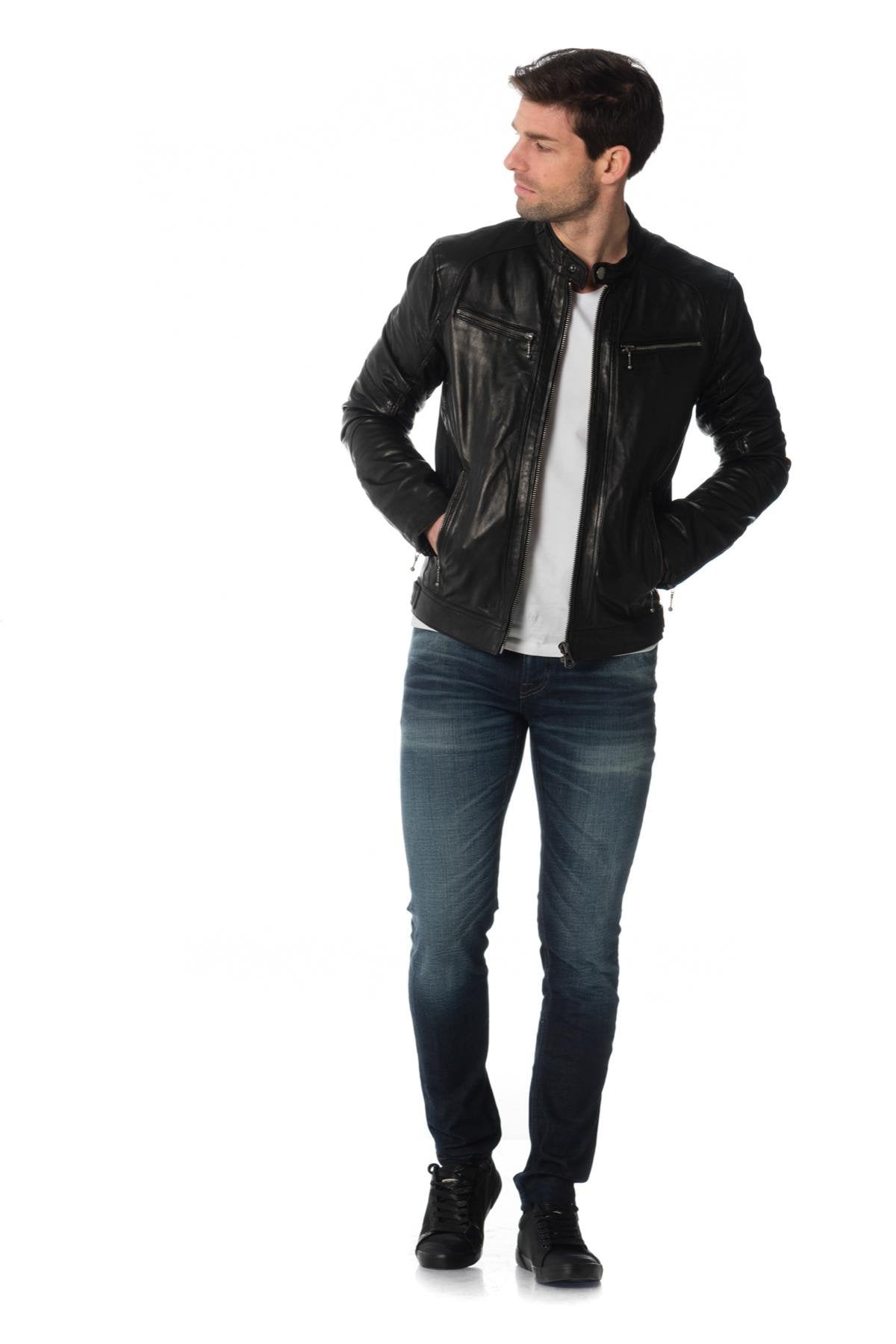  Black lambskin leather jacket - Image n°2