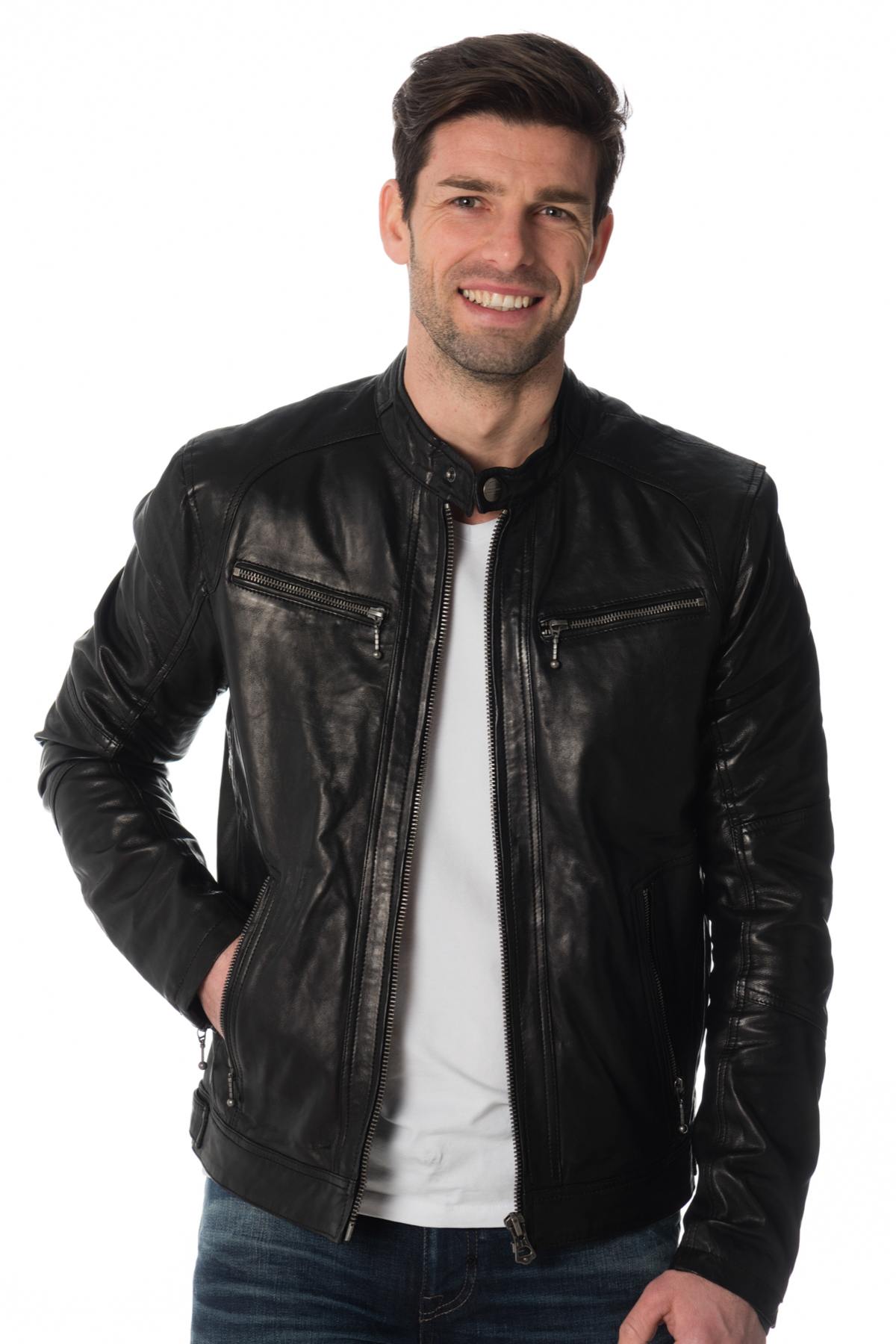  Black lambskin leather jacket - Image n°4