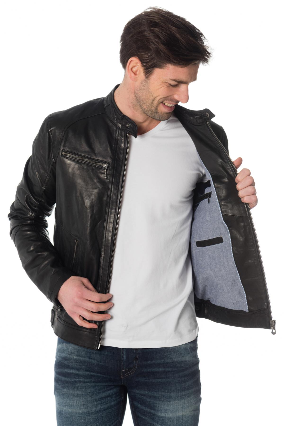  Black lambskin leather jacket - Image n°5